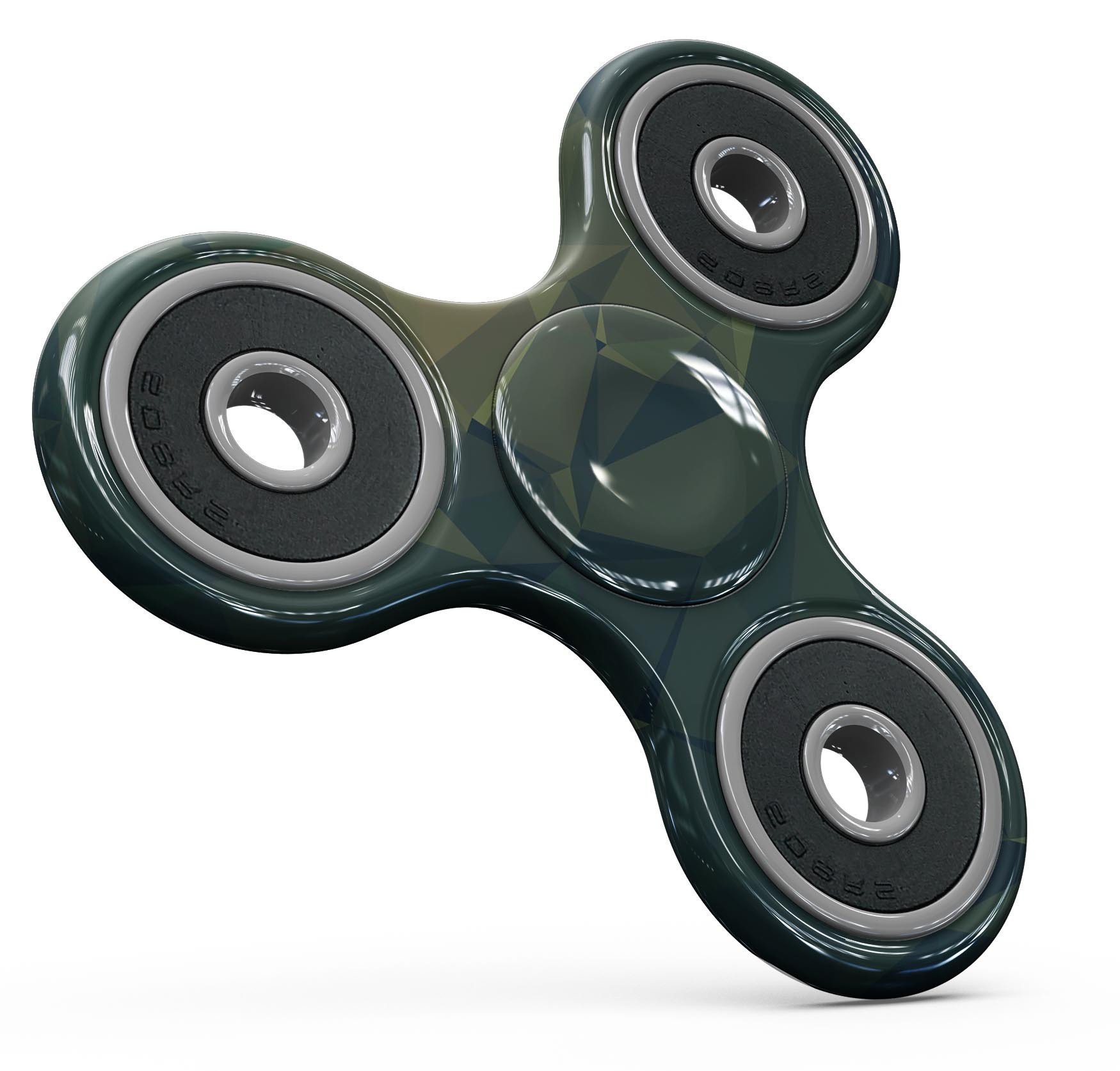 Dark Green Geometric V12 Full-Body Fidget Spinner Skin-Kit showcasing a stylish design and premium vinyl material.