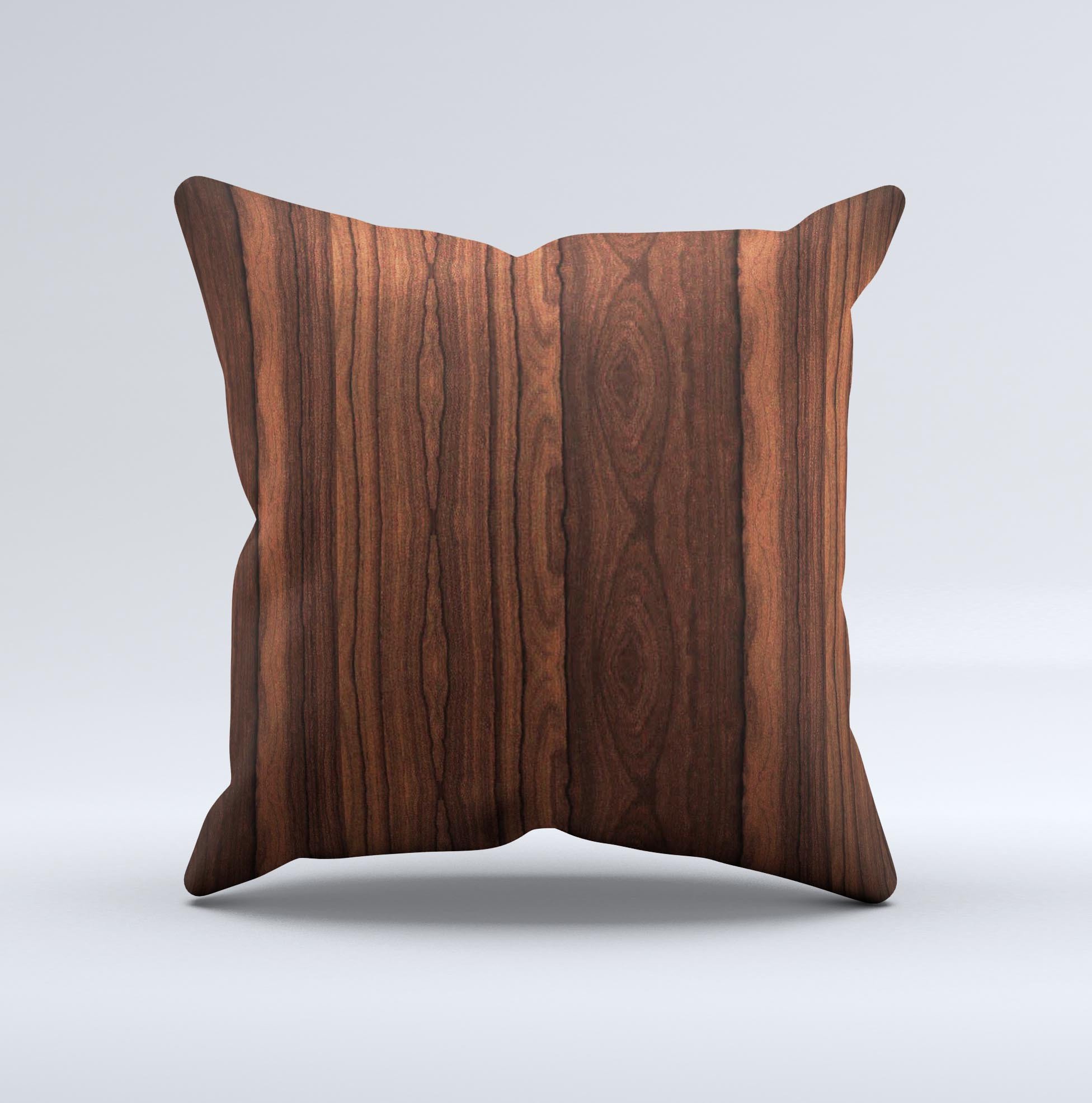 Dark Heavy WoodGrain Ink-Fuzed Decorative Throw Pillow showcasing unique handcrafted design and high-quality fabric.