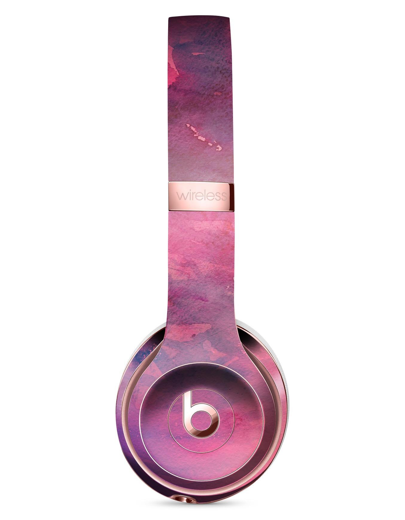 Dark Pink 53 Absorbed Watercolor Texture Skin Kit for Beats by Dre Solo 3 Wireless Headphones, showcasing vibrant colors and premium vinyl material.