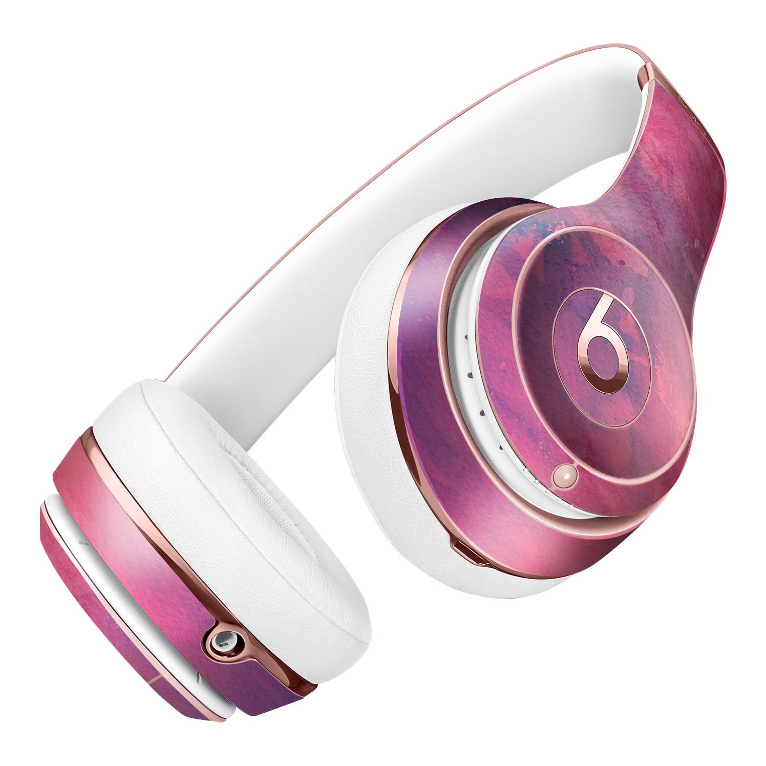 Dark Pink 53 Absorbed Watercolor Texture Skin Kit for Beats by Dre Solo 3 Wireless Headphones, showcasing vibrant colors and premium vinyl material.
