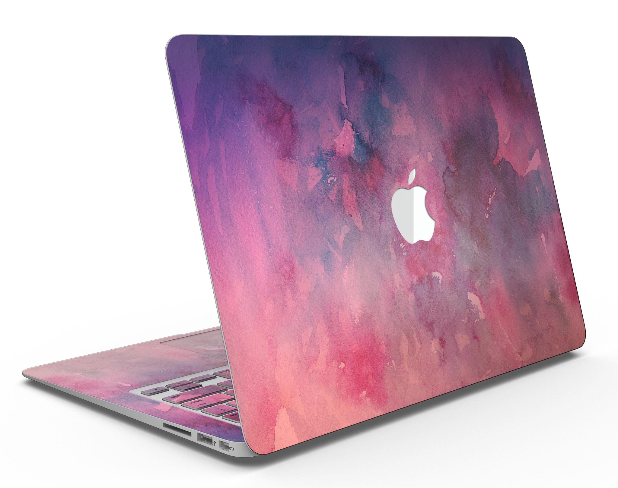 Dark Pink 53 Absorbed Watercolor Texture skin for MacBook Air, showcasing a vibrant watercolor design that enhances device aesthetics.