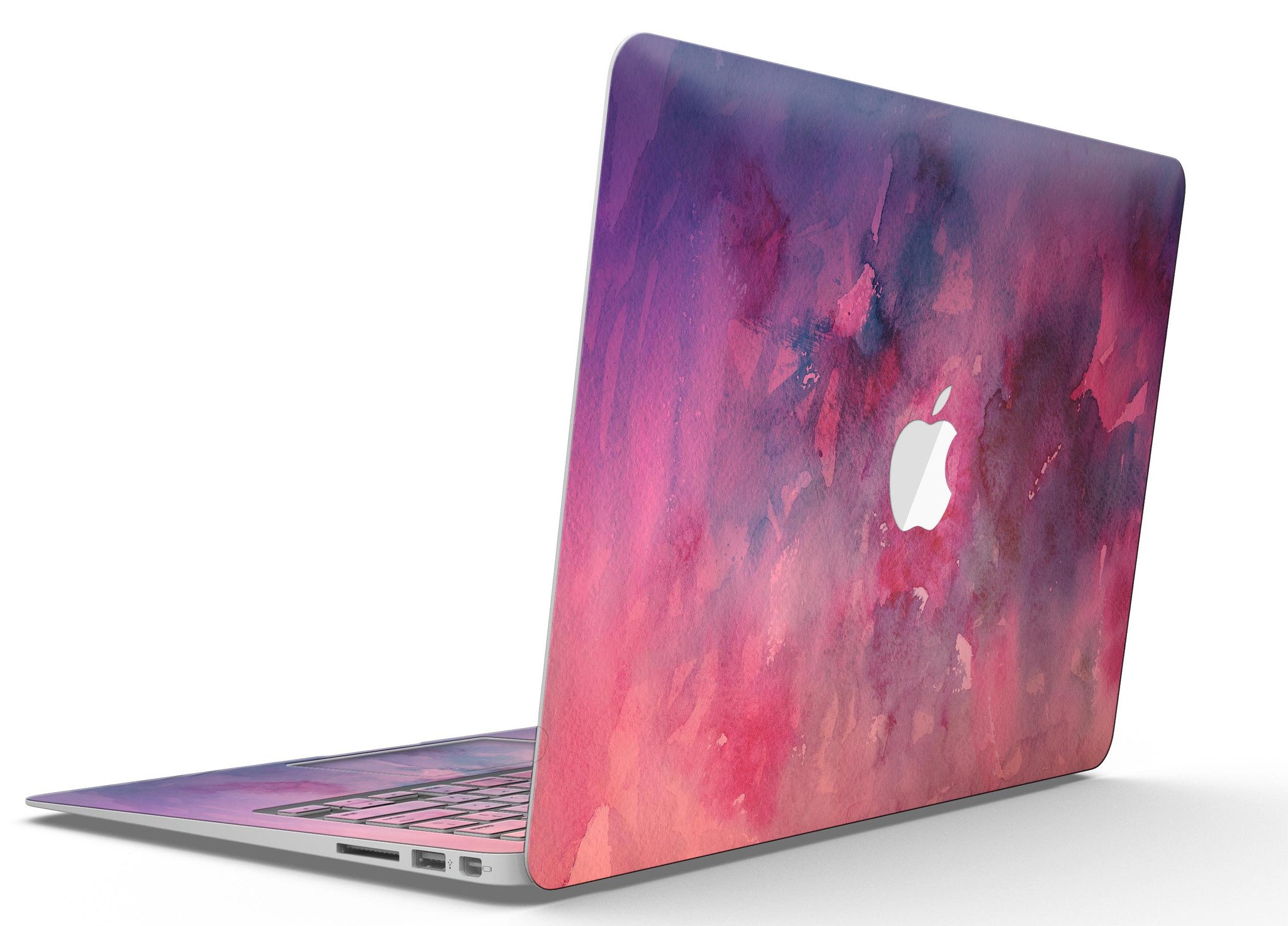 Dark Pink 53 Absorbed Watercolor Texture skin for MacBook Air, showcasing a vibrant watercolor design that enhances device aesthetics.