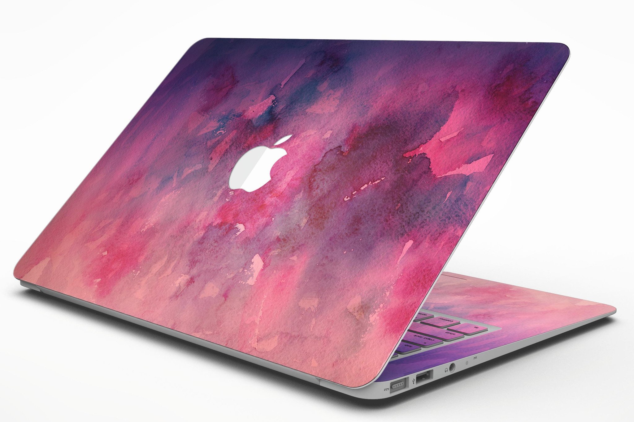 Dark Pink 53 Absorbed Watercolor Texture skin for MacBook Air, showcasing a vibrant watercolor design that enhances device aesthetics.