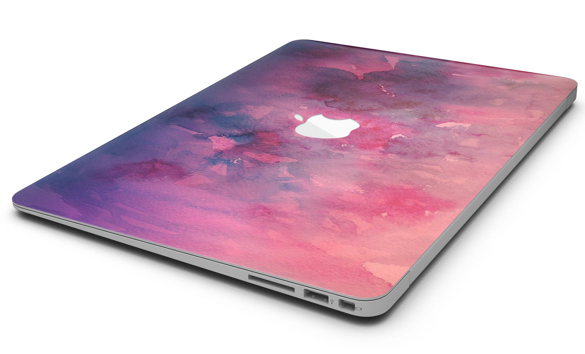 Dark Pink 53 Absorbed Watercolor Texture skin for MacBook Air, showcasing a vibrant watercolor design that enhances device aesthetics.