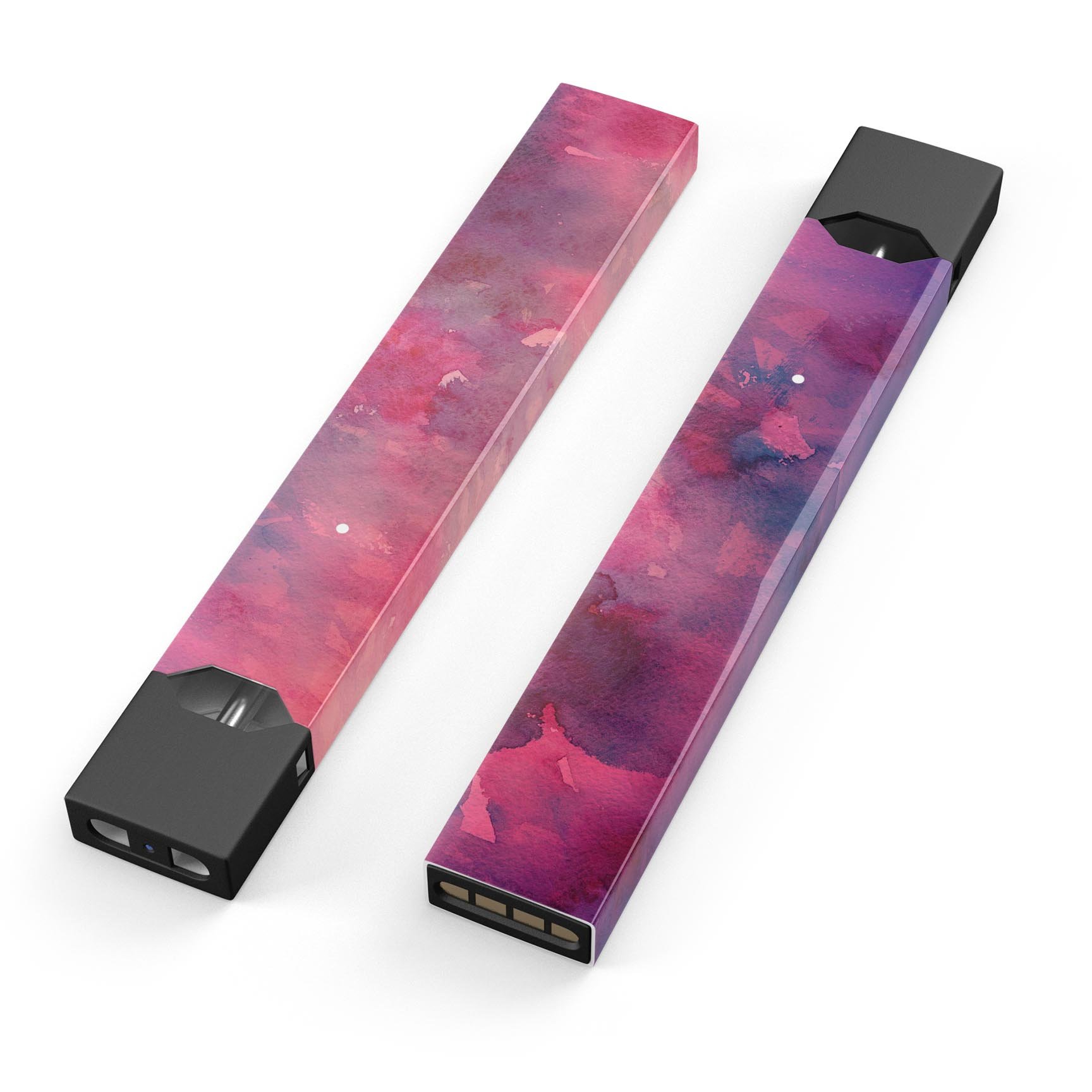 Dark Pink 53 Absorbed Watercolor Texture decal for JUUL vaping device, showcasing vibrant colors and a stylish design.