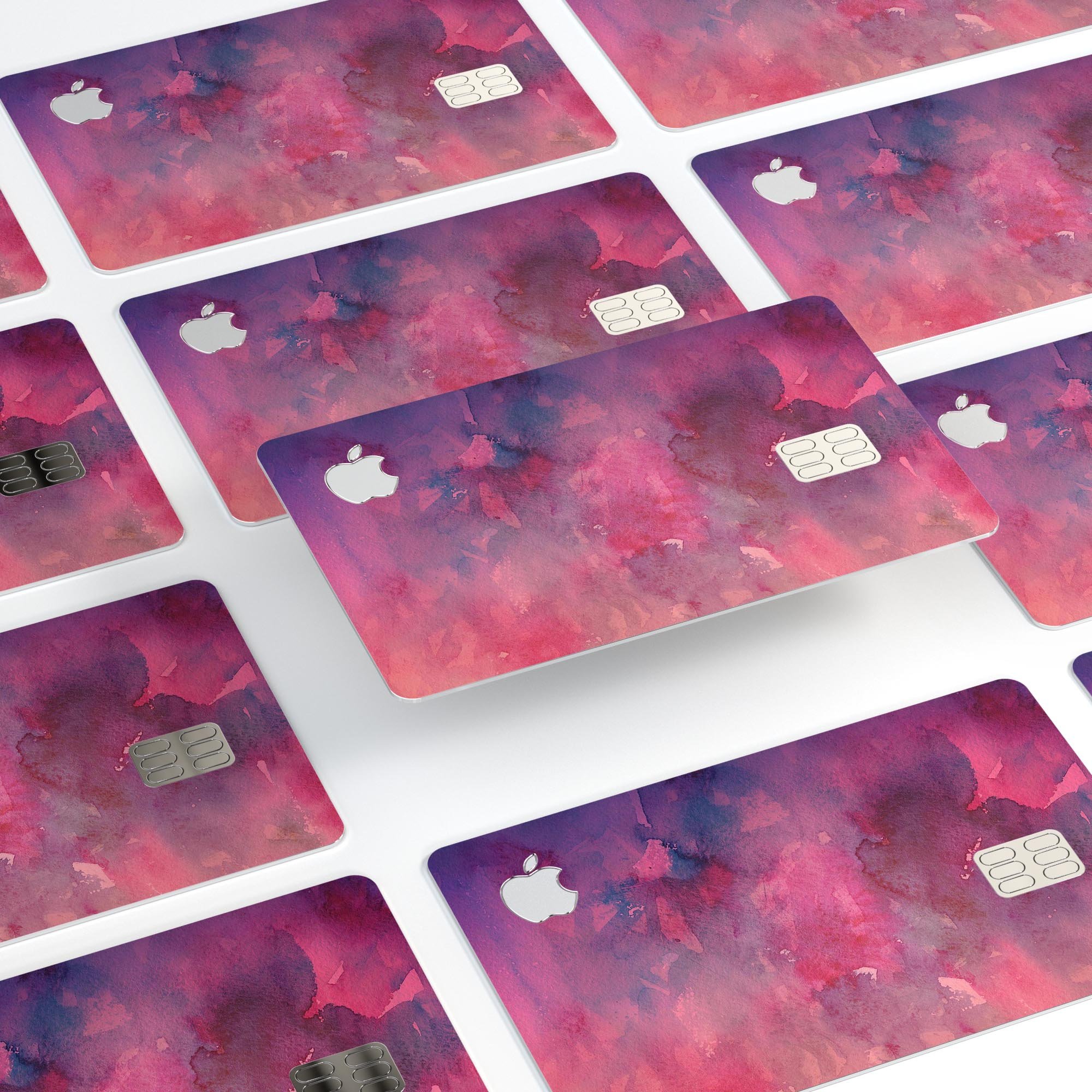 Dark Pink 53 Absorbed Watercolor Texture decal for Apple Card, showcasing premium vinyl design with a vibrant watercolor pattern.