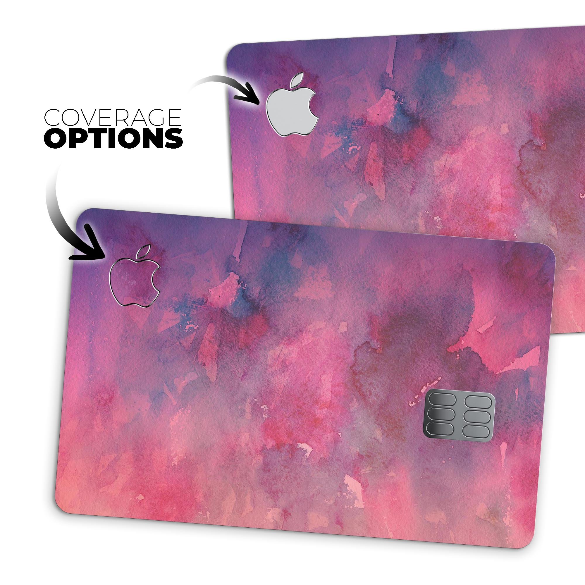 Dark Pink 53 Absorbed Watercolor Texture decal for Apple Card, showcasing premium vinyl design with a vibrant watercolor pattern.