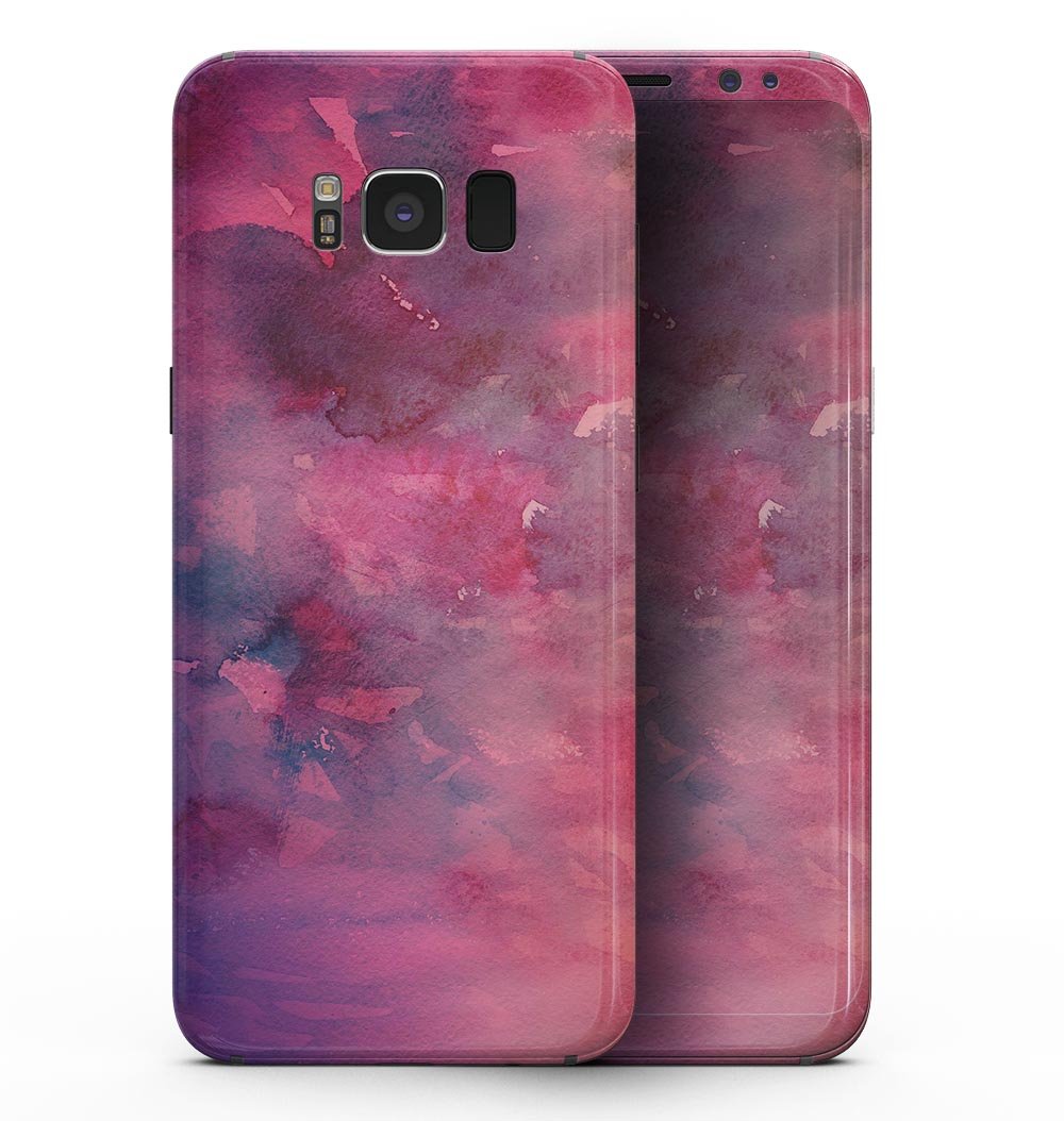 Dark Pink 53 Absorbed Watercolor Texture skin for Samsung Galaxy S8, showcasing vibrant colors and artistic design.