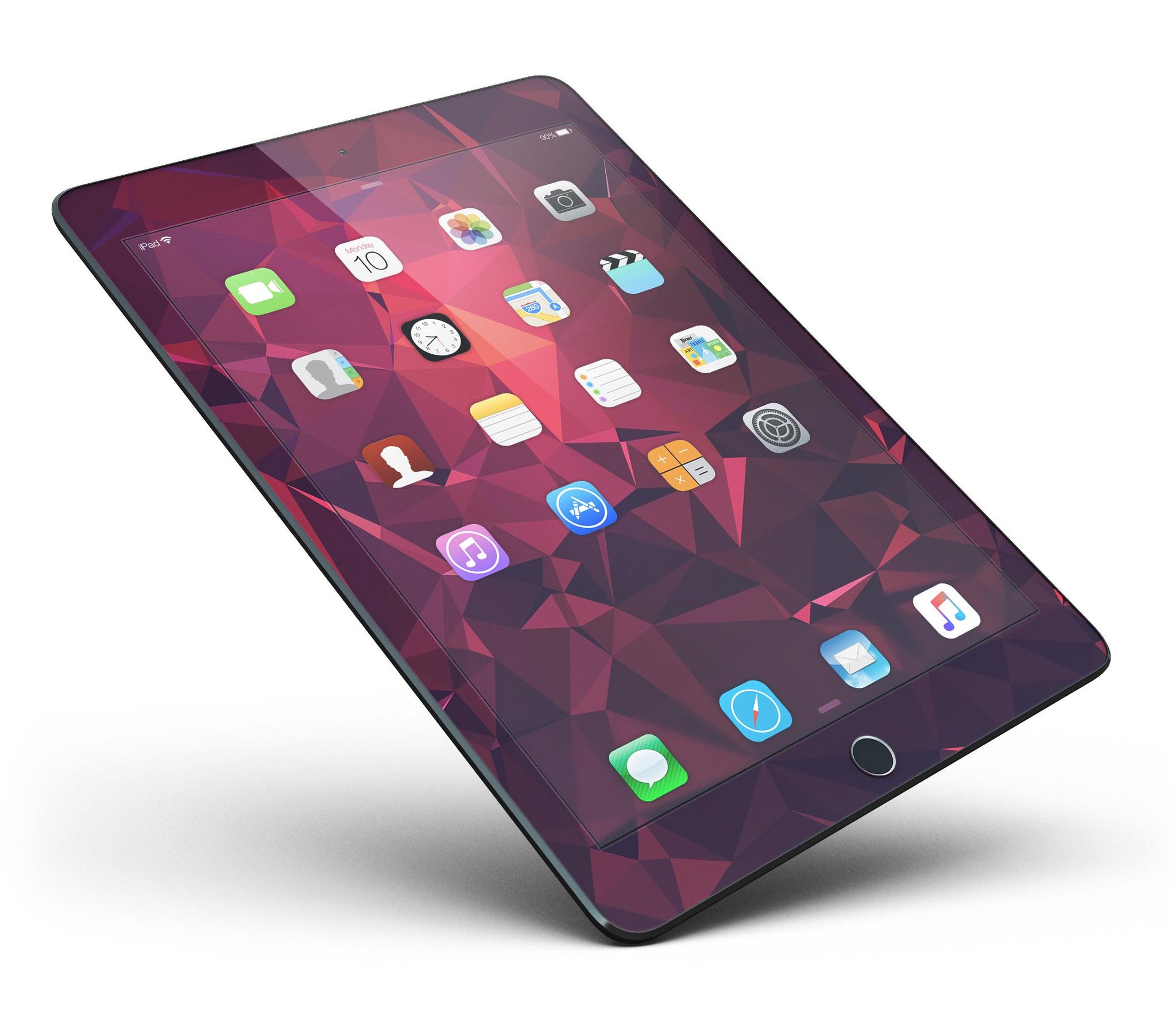 Dark Pink Geometric V19 Full Body Skin for iPad Pro, showcasing vibrant geometric patterns and premium vinyl material.