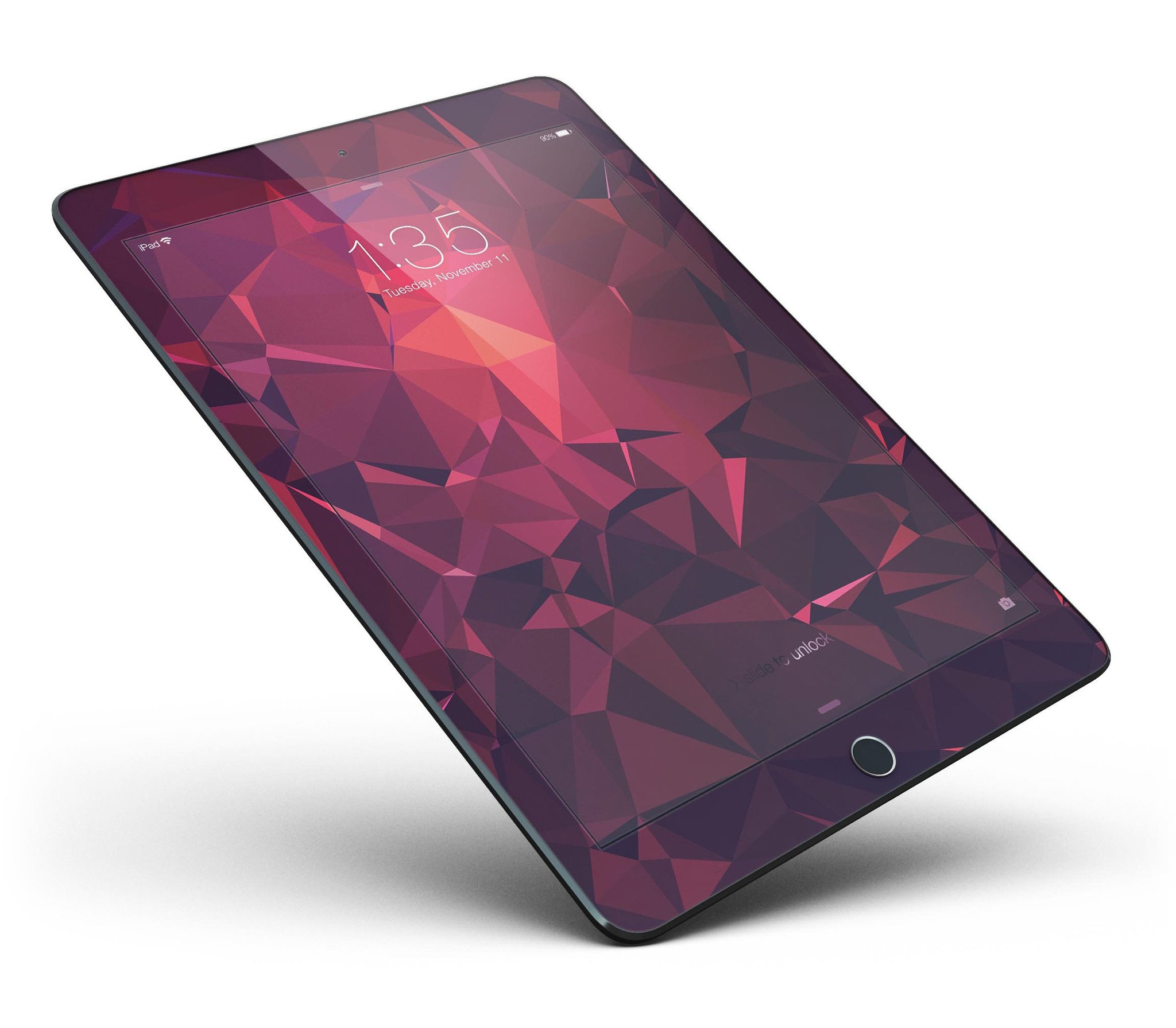 Dark Pink Geometric V19 Full Body Skin for iPad Pro, showcasing vibrant geometric patterns and premium vinyl material.
