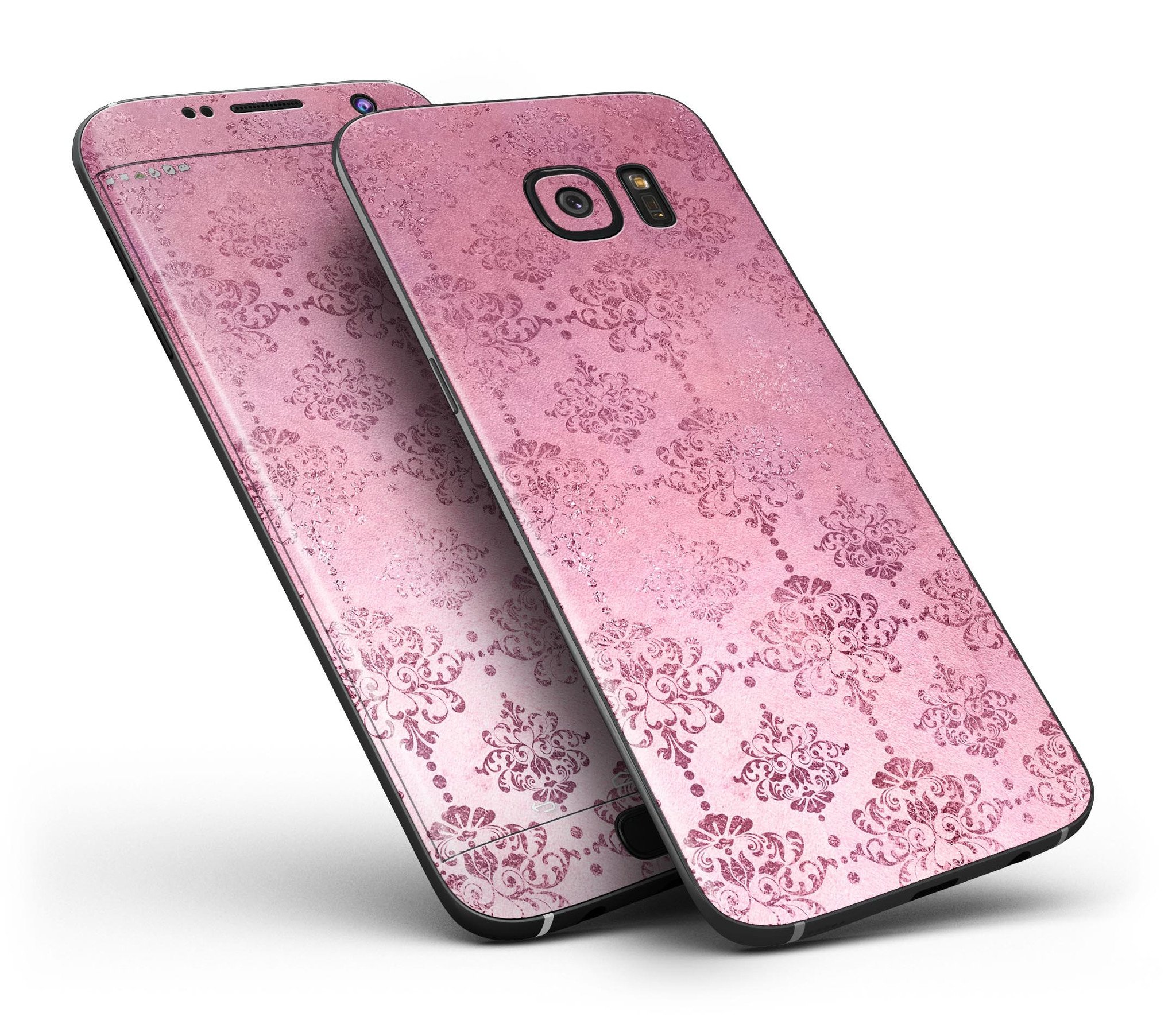 Dark Pink Royal Over Pattern Full Body Skin-Kit for Samsung Galaxy S7/S7 Edge, showcasing vibrant design and premium vinyl material.