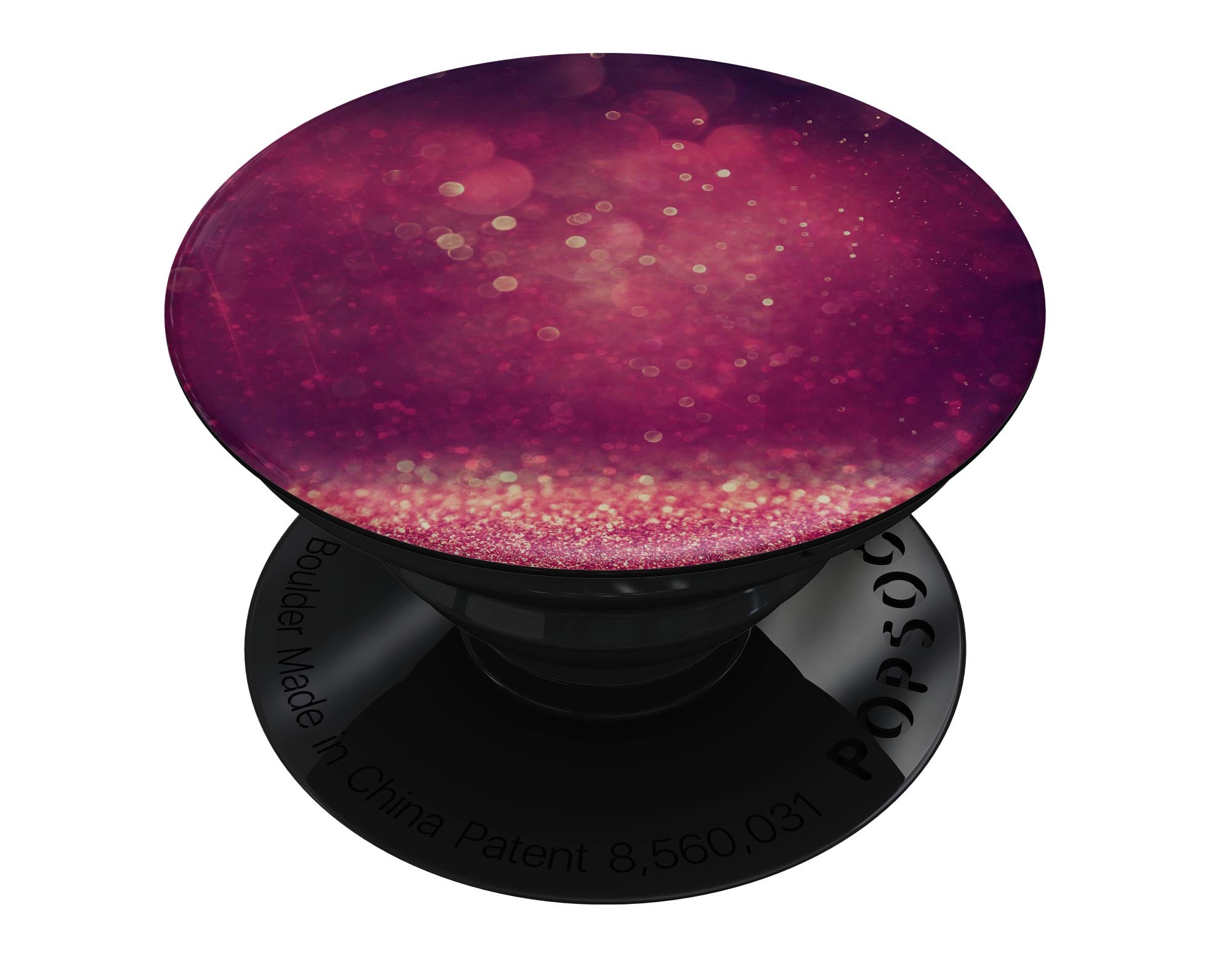Dark Pink Shimmering Orbs of Light skin kit for PopSockets, showcasing a vibrant design with shimmering effects.