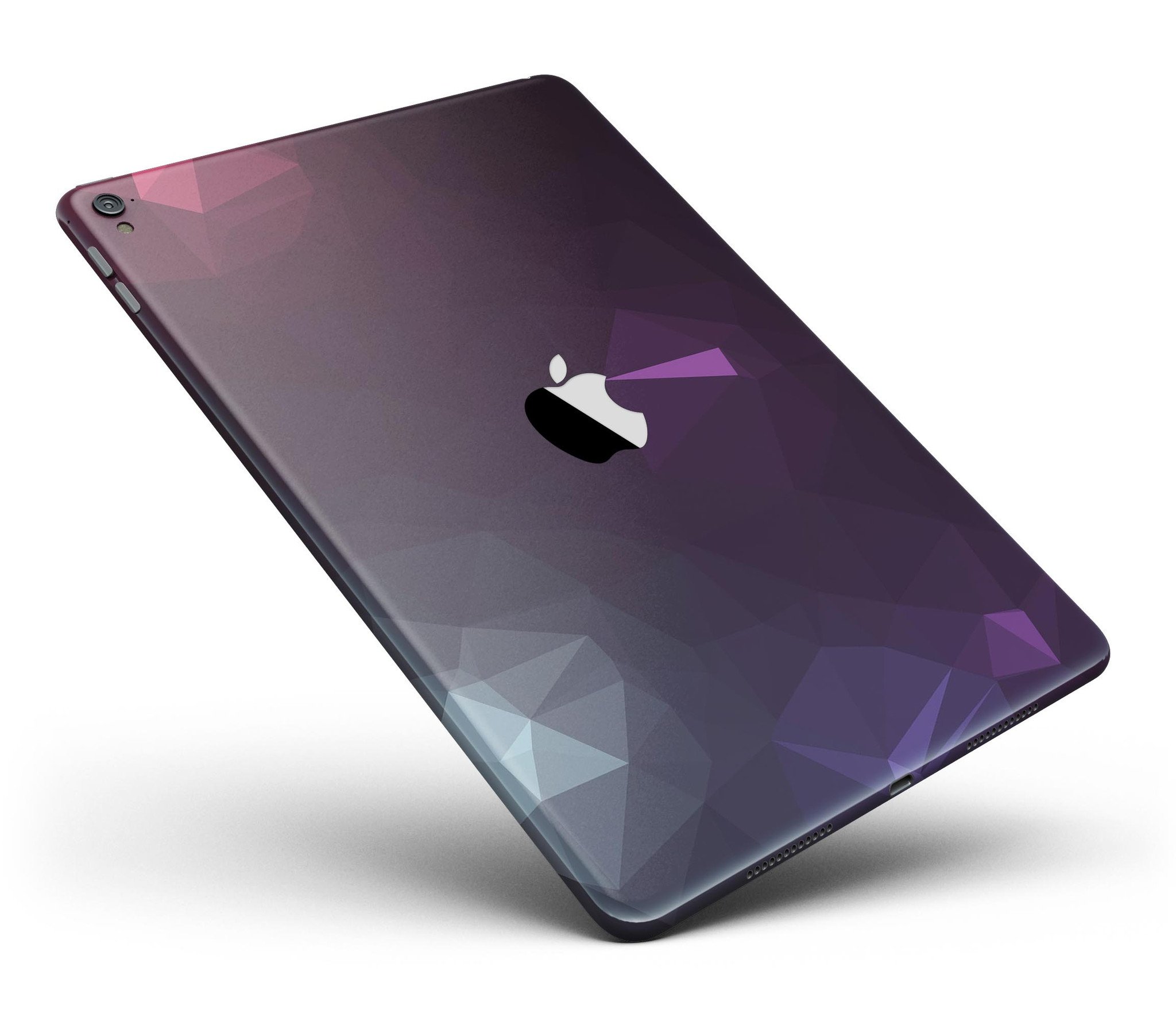 Dark Purple and Pink Geometric Shapes Full Body Skin for iPad Pro, showcasing vibrant colors and a stylish design.