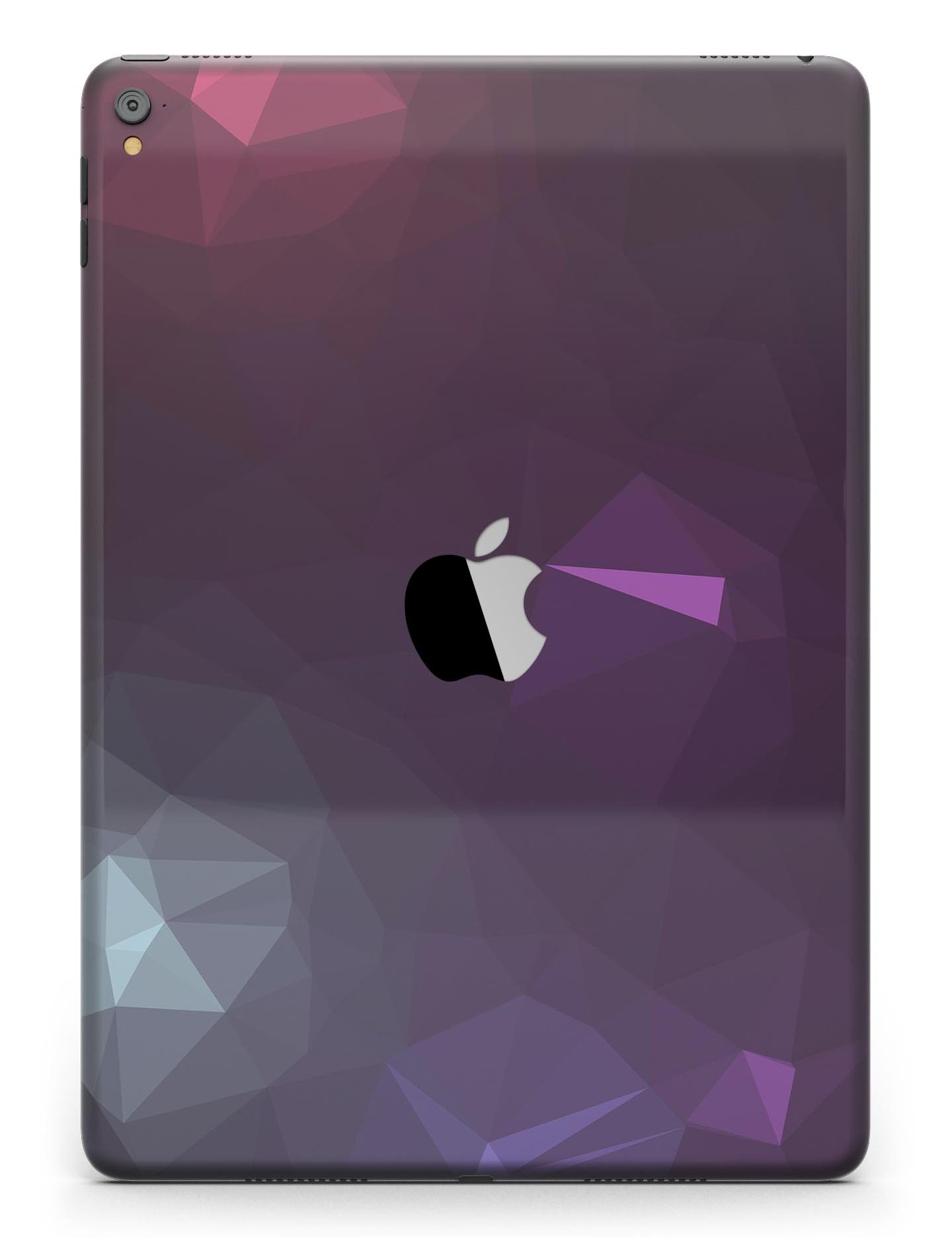 Dark Purple and Pink Geometric Shapes Full Body Skin for iPad Pro, showcasing vibrant colors and a stylish design.