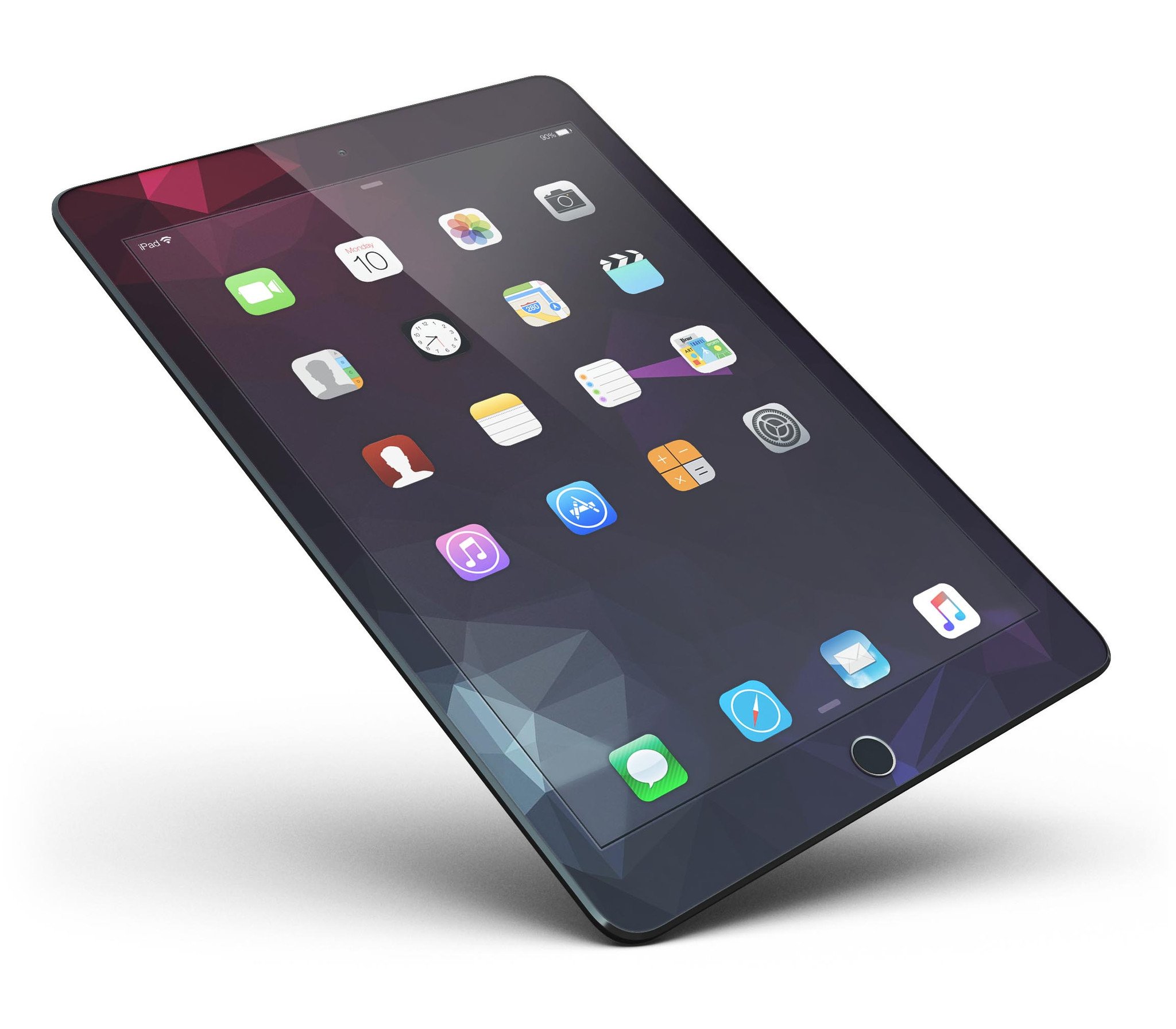 Dark Purple and Pink Geometric Shapes Full Body Skin for iPad Pro, showcasing vibrant colors and a stylish design.