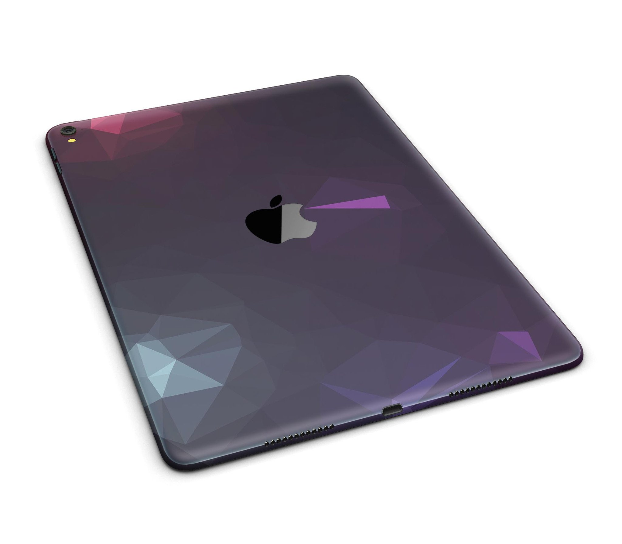 Dark Purple and Pink Geometric Shapes Full Body Skin for iPad Pro, showcasing vibrant colors and a stylish design.