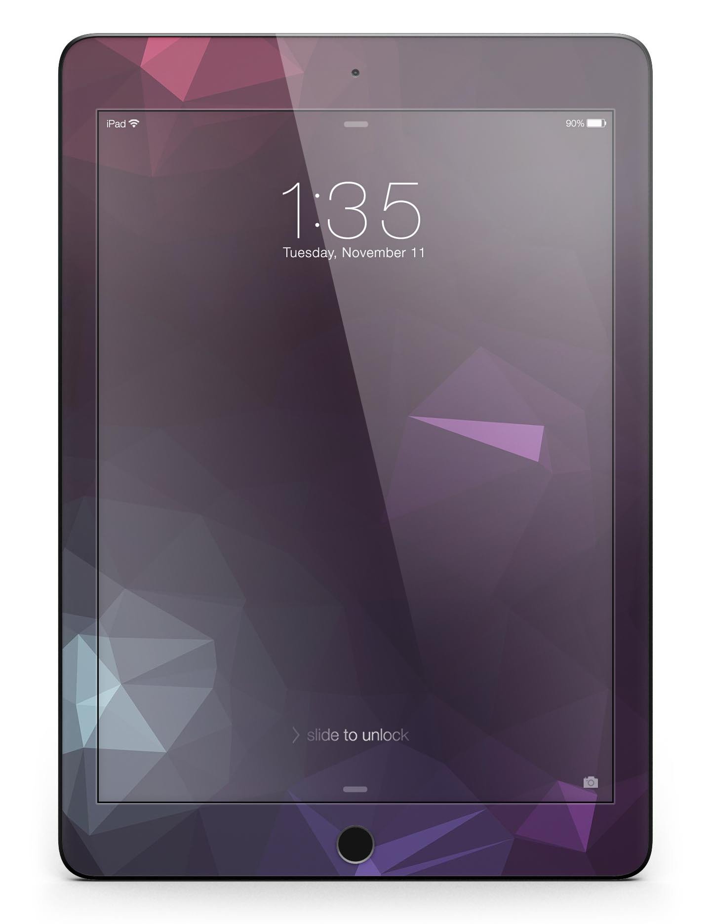 Dark Purple and Pink Geometric Shapes Full Body Skin for iPad Pro, showcasing vibrant colors and a stylish design.