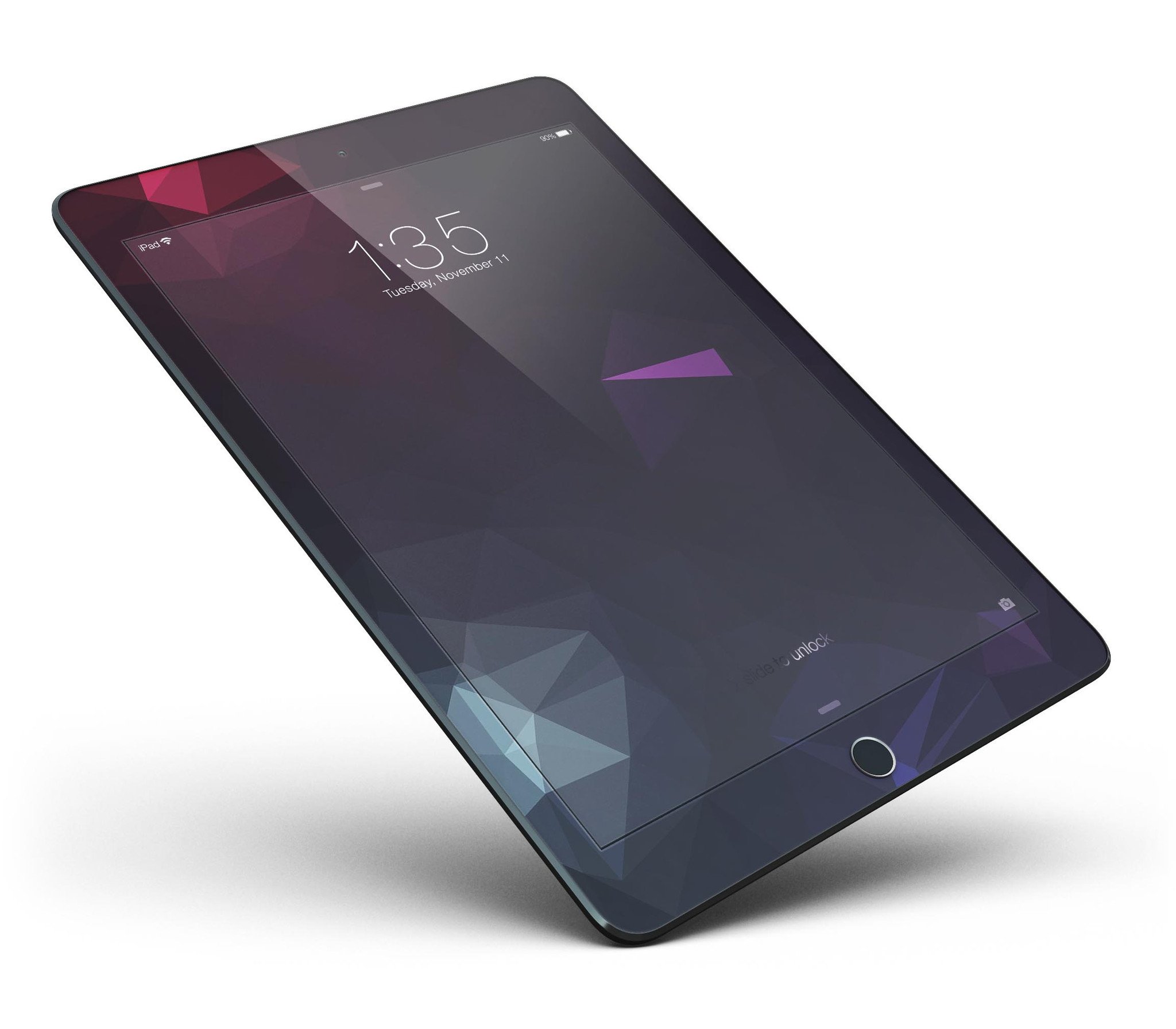 Dark Purple and Pink Geometric Shapes Full Body Skin for iPad Pro, showcasing vibrant colors and a stylish design.