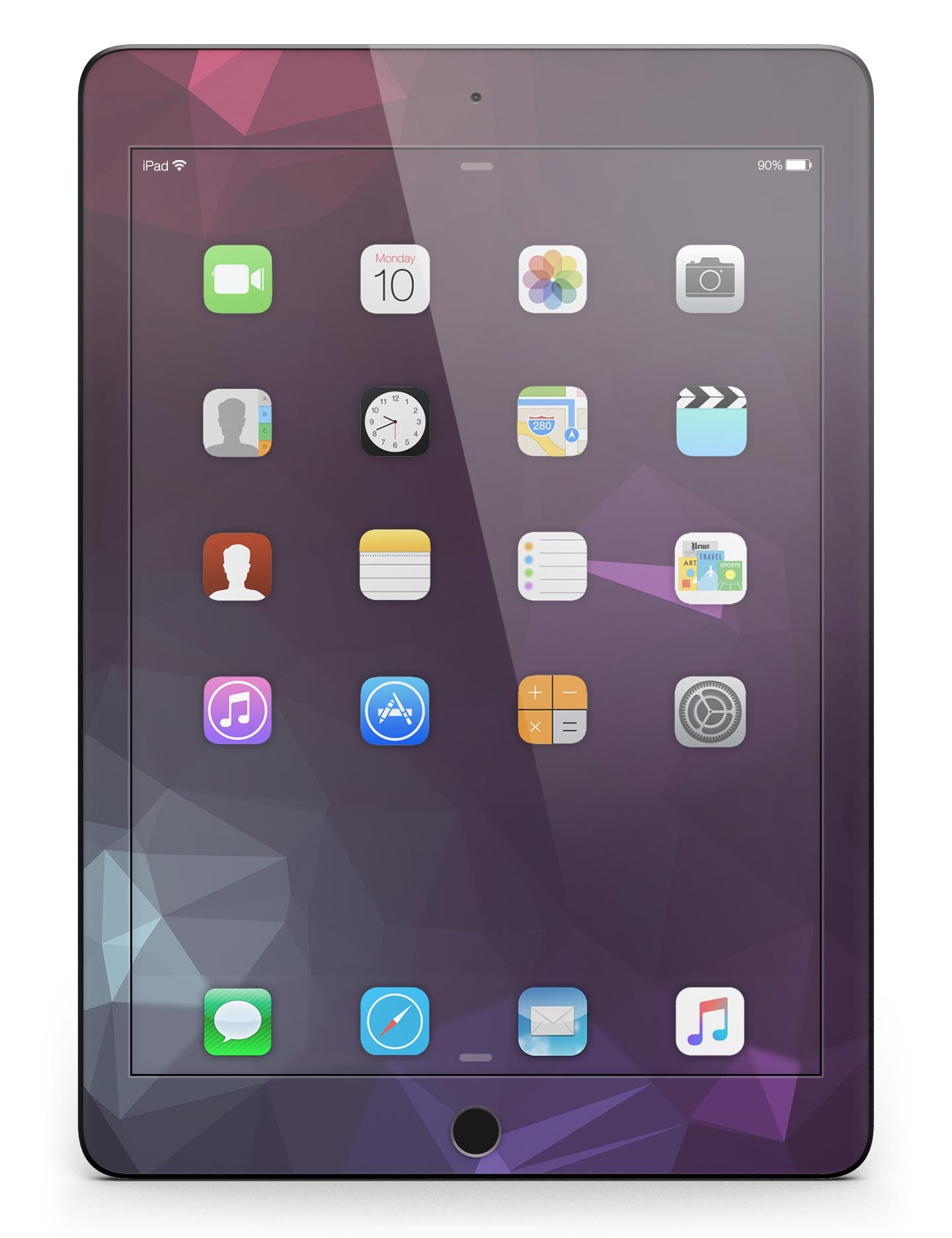 Dark Purple and Pink Geometric Shapes Full Body Skin for iPad Pro, showcasing vibrant colors and a stylish design.