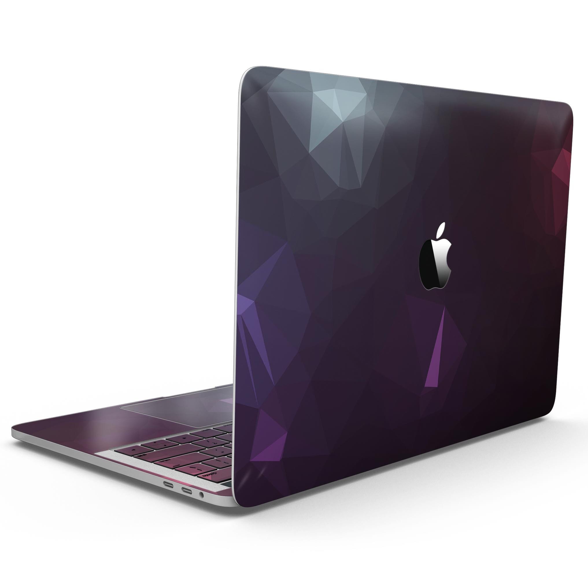 Dark Purple and Pink Geometric Shapes skin for MacBook Pro with Touch Bar, showcasing vibrant colors and unique design.