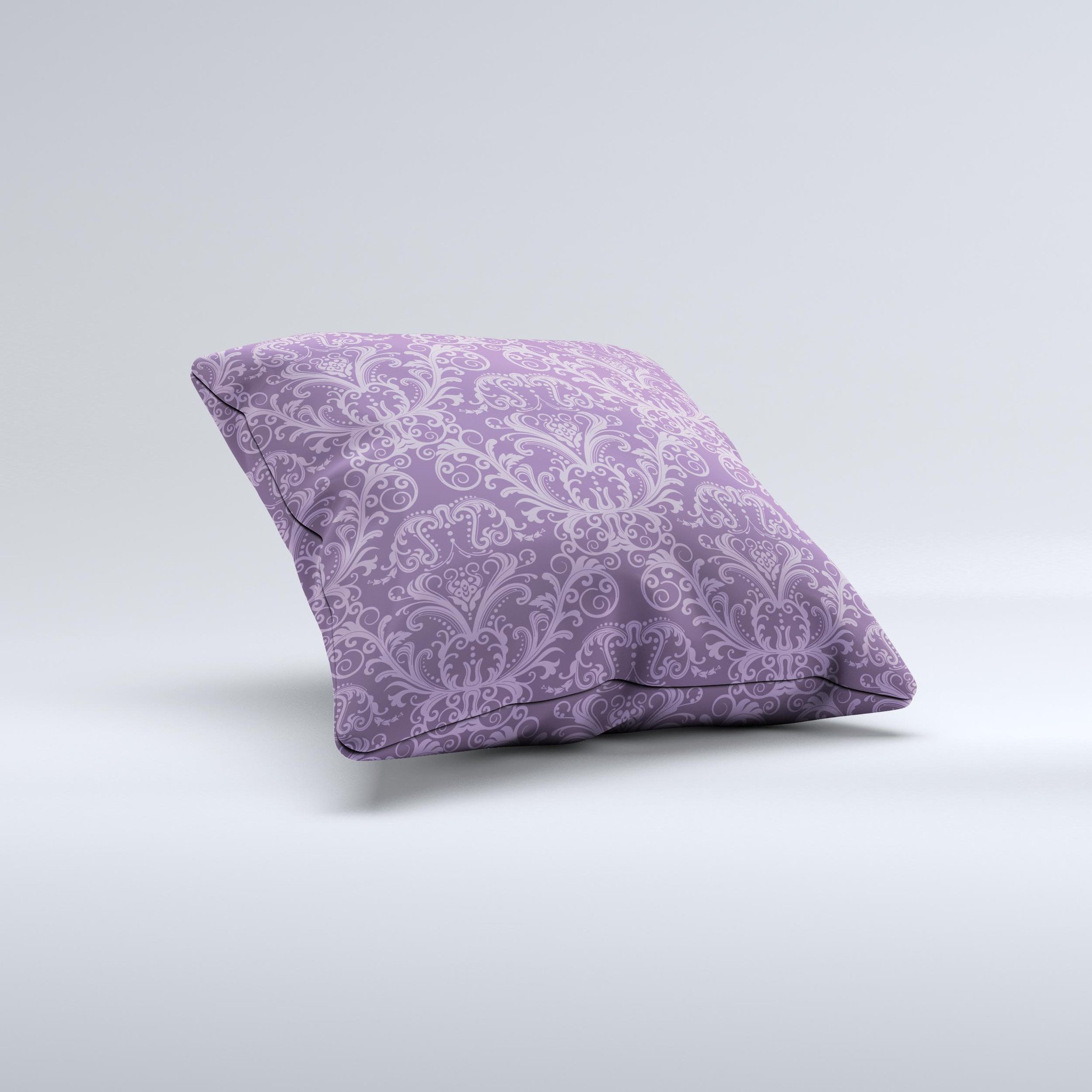 Dark purple decorative throw pillow with delicate ink-fuzed pattern, showcasing a unique handcrafted design and high-quality fabric.