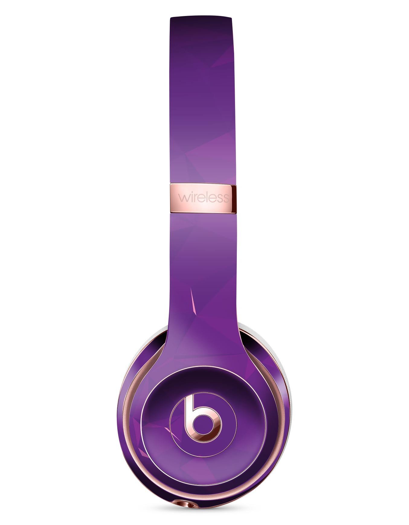 Dark Purple Geometric V15 Full-Body Skin Kit for Beats by Dre Solo 3 Wireless Headphones, showcasing vibrant geometric patterns.