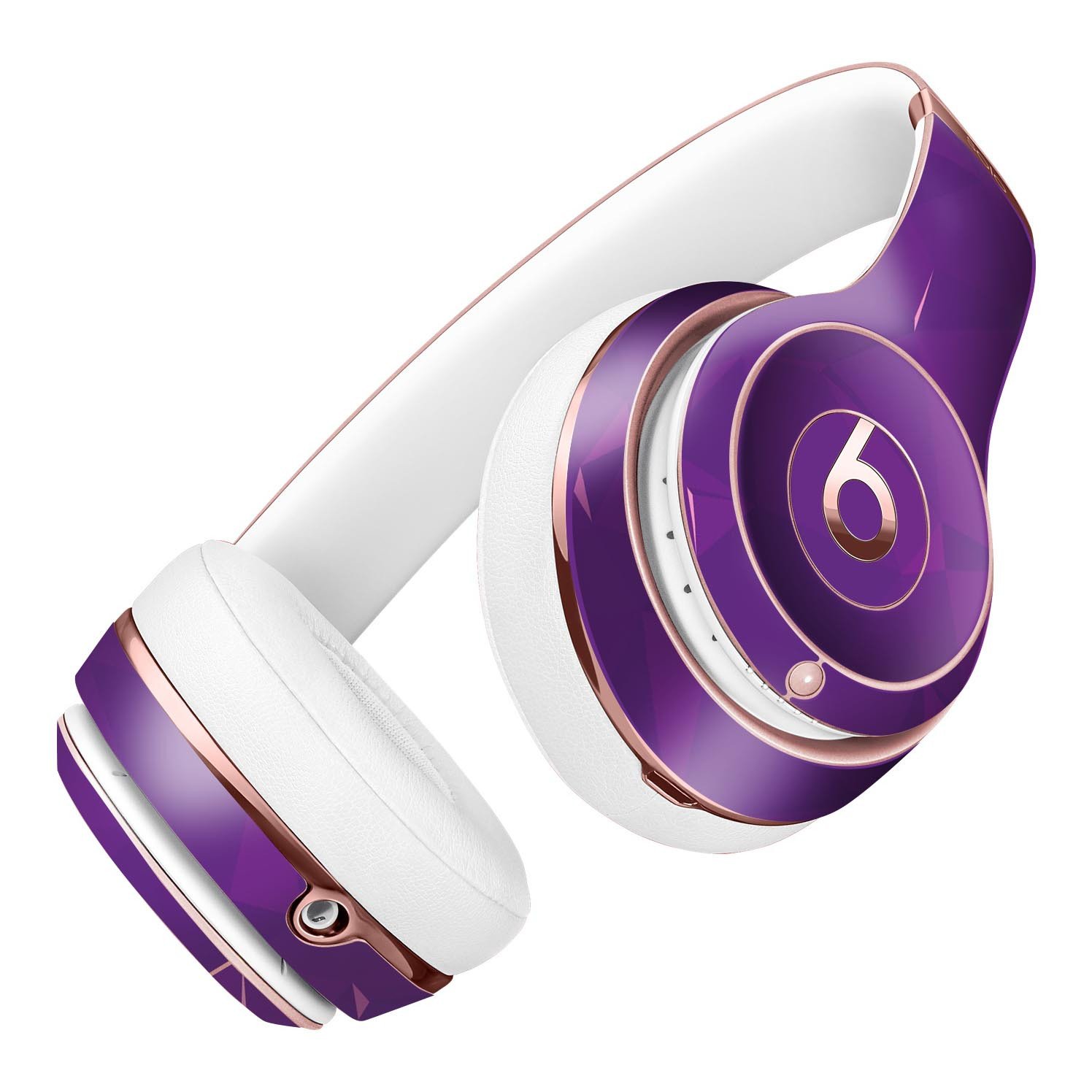 Dark Purple Geometric V15 Full-Body Skin Kit for Beats by Dre Solo 3 Wireless Headphones, showcasing vibrant geometric patterns.