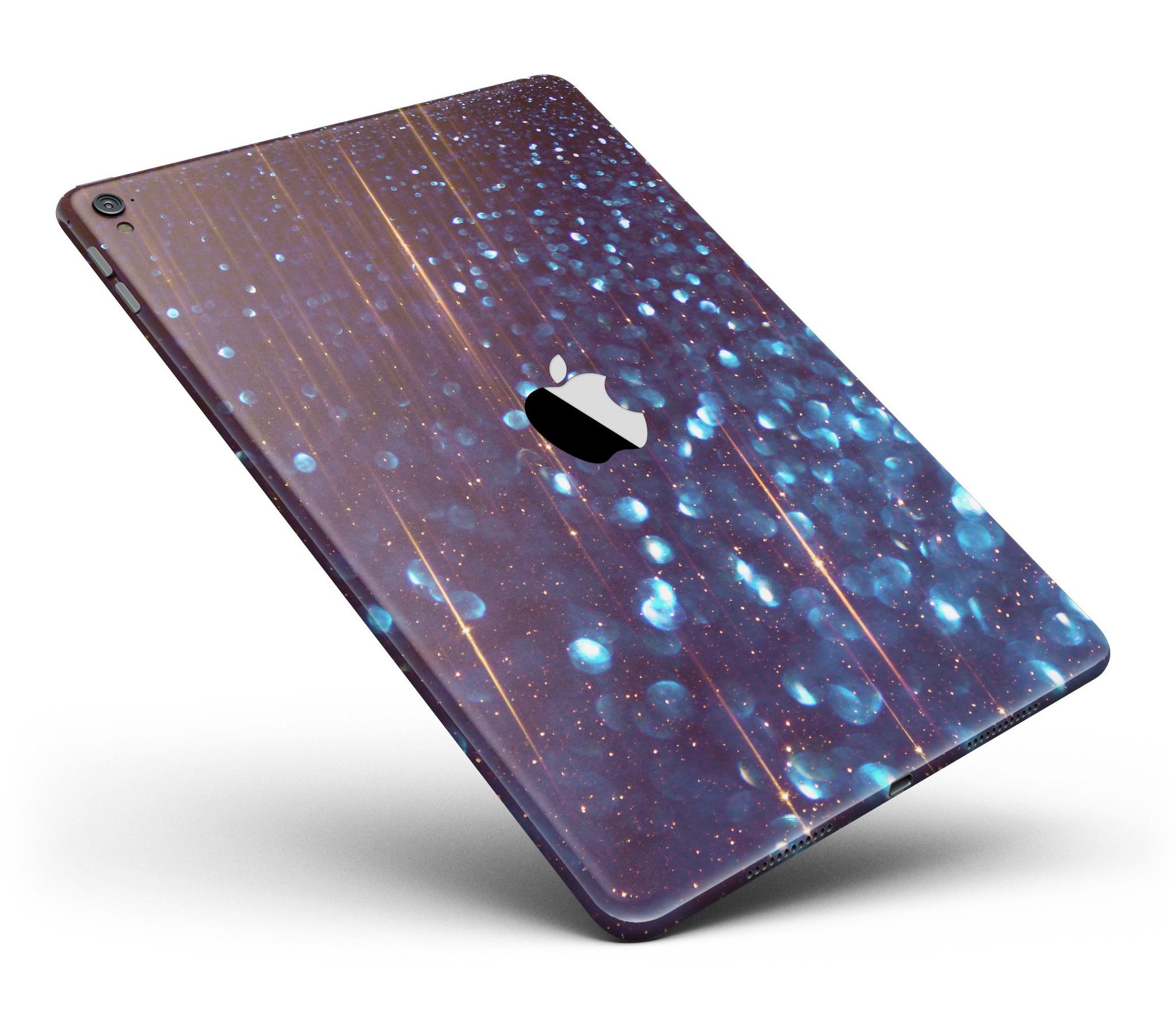 Dark Radiant Orbs skin for iPad Pro featuring vibrant blue streaks and a full body wrap design.