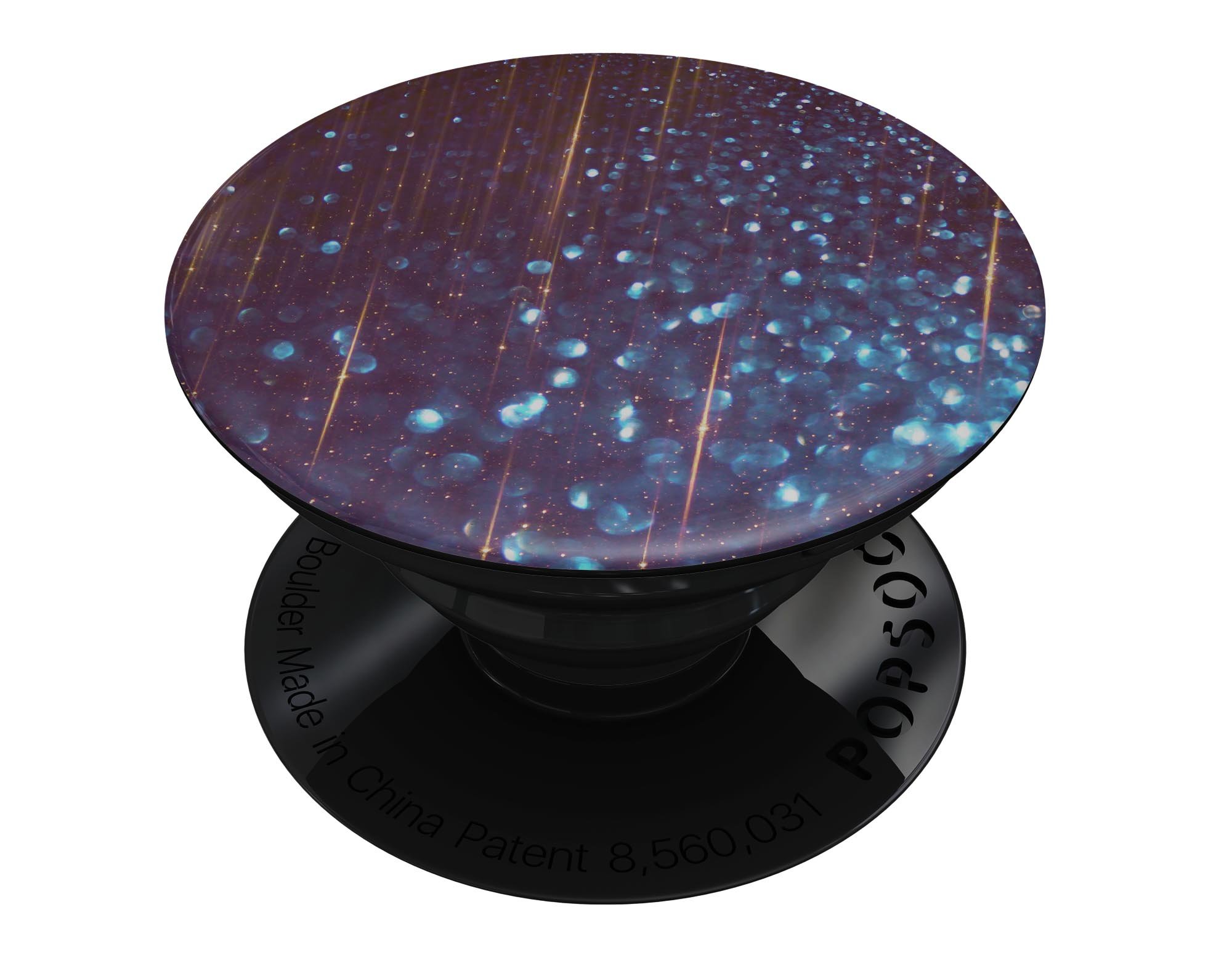 Dark Radiant Orbs of Blue skin kit for PopSockets featuring vibrant blue orbs and streaks, designed for easy application and durability.