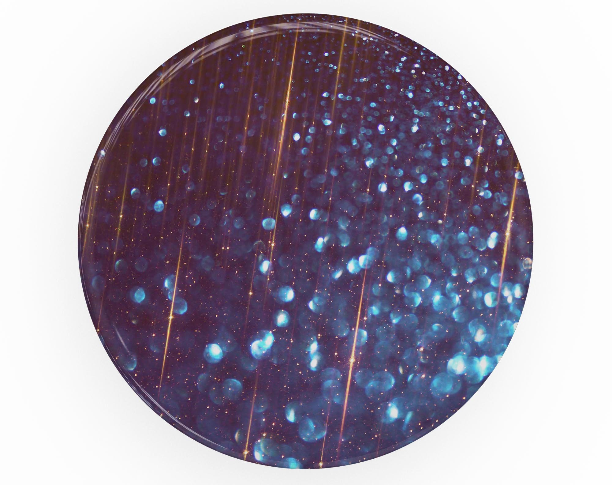 Dark Radiant Orbs of Blue skin kit for PopSockets featuring vibrant blue orbs and streaks, designed for easy application and durability.
