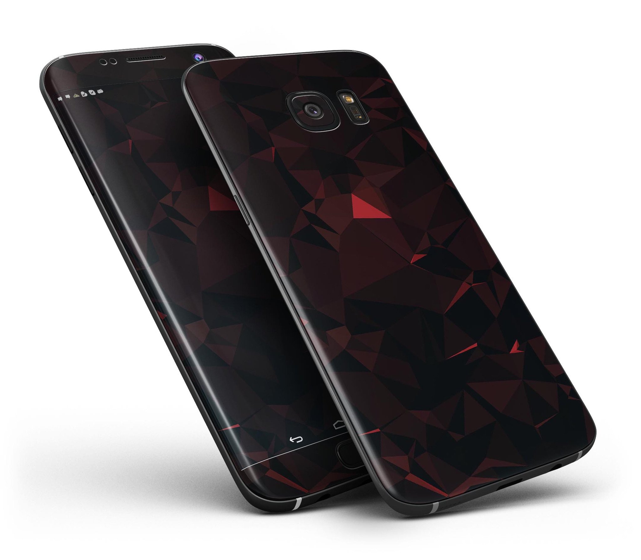 Dark Red Geometric Triangles full body skin kit for Samsung Galaxy S7/S7 Edge, showcasing a stylish design and premium vinyl material.