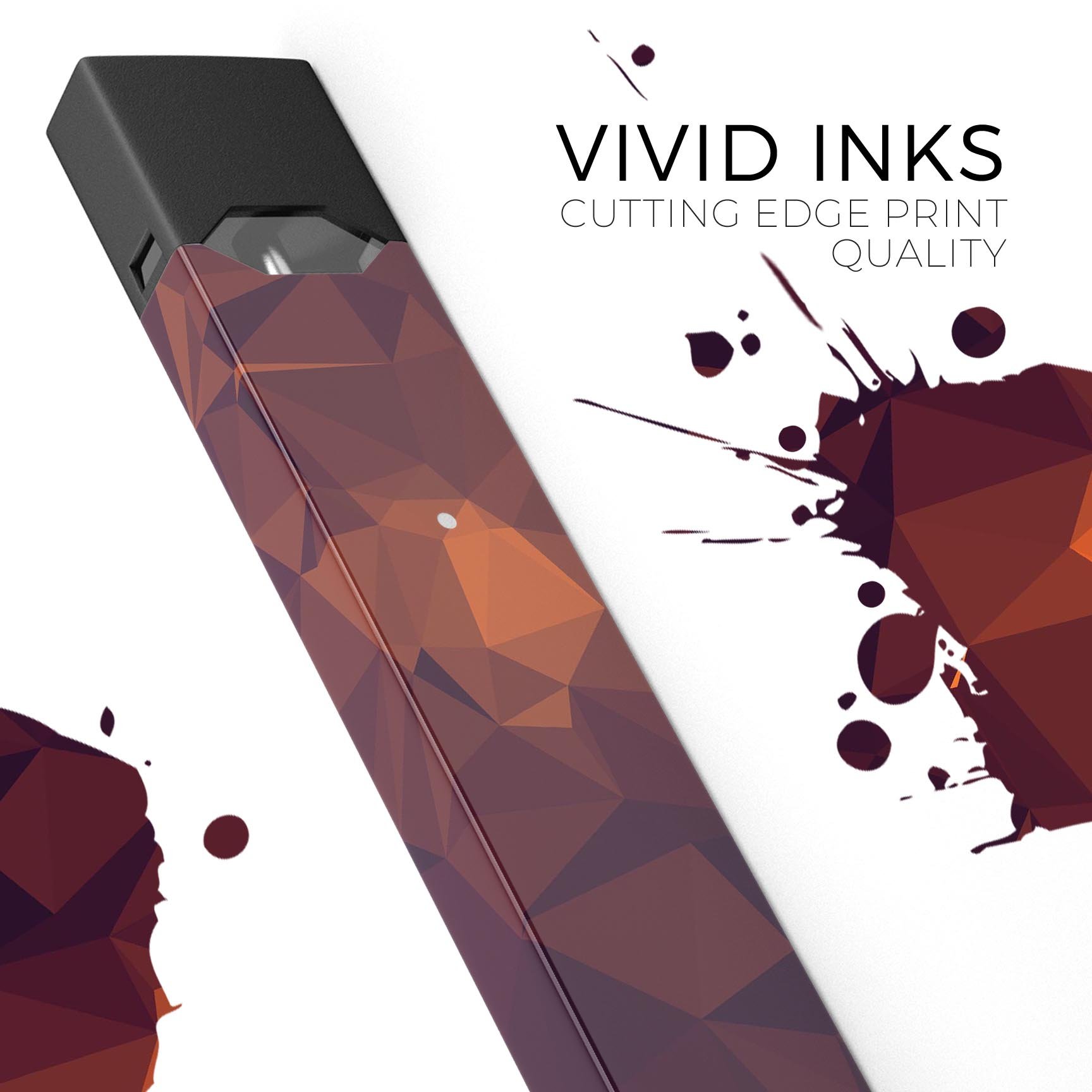 Dark Red Geometric V15 skin-wrap sticker designed for JUUL vaping device, showcasing a stylish geometric pattern.