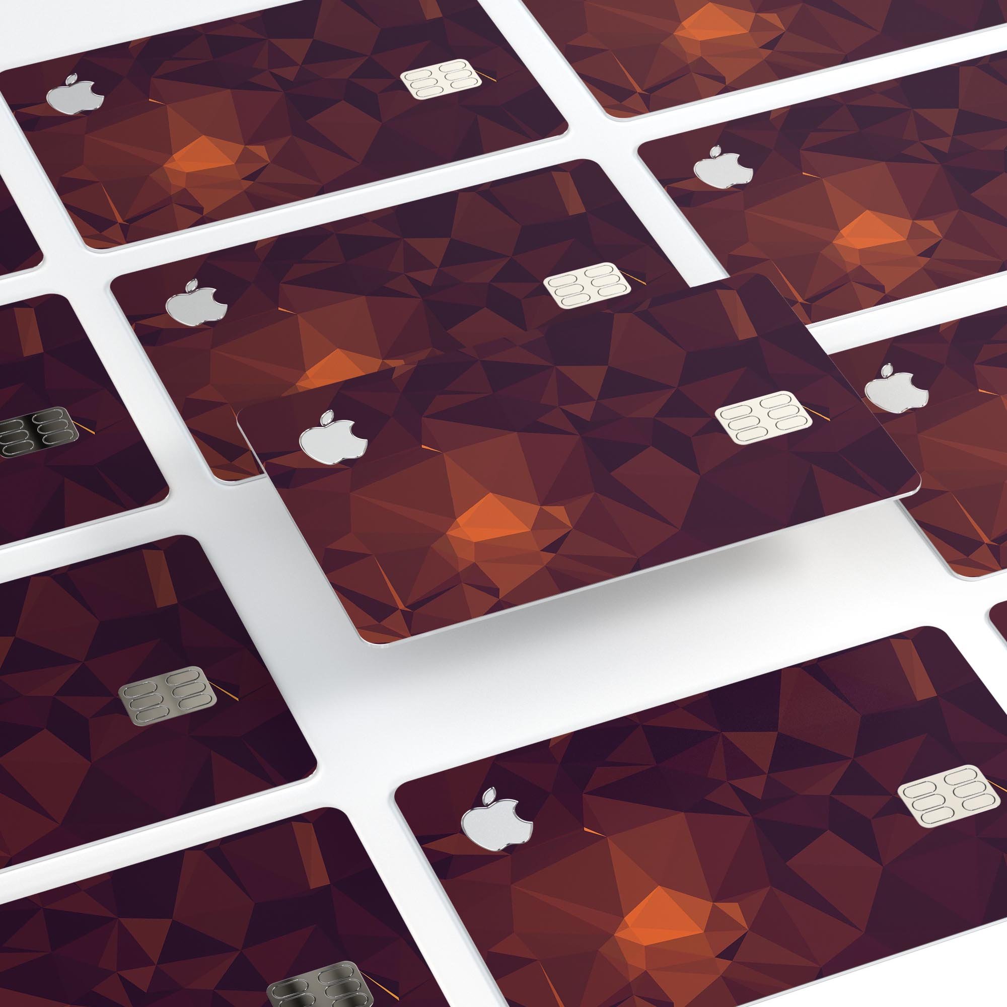 Dark Red Geometric V15 decal skin-kit for Apple Card, showcasing premium vinyl design and bubble-free installation.
