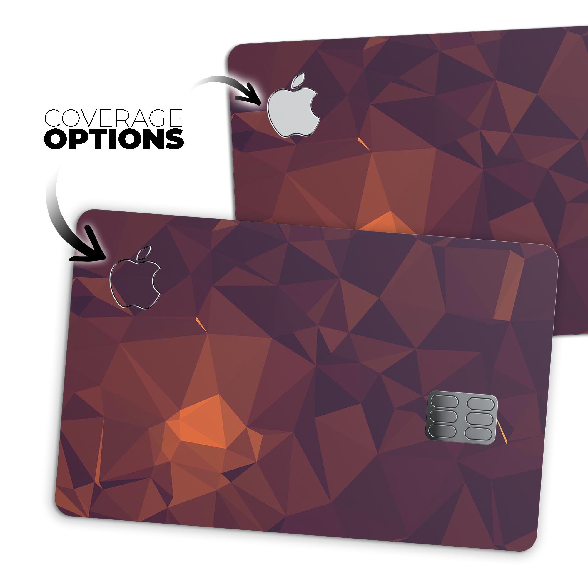 Dark Red Geometric V15 decal skin-kit for Apple Card, showcasing premium vinyl design and bubble-free installation.