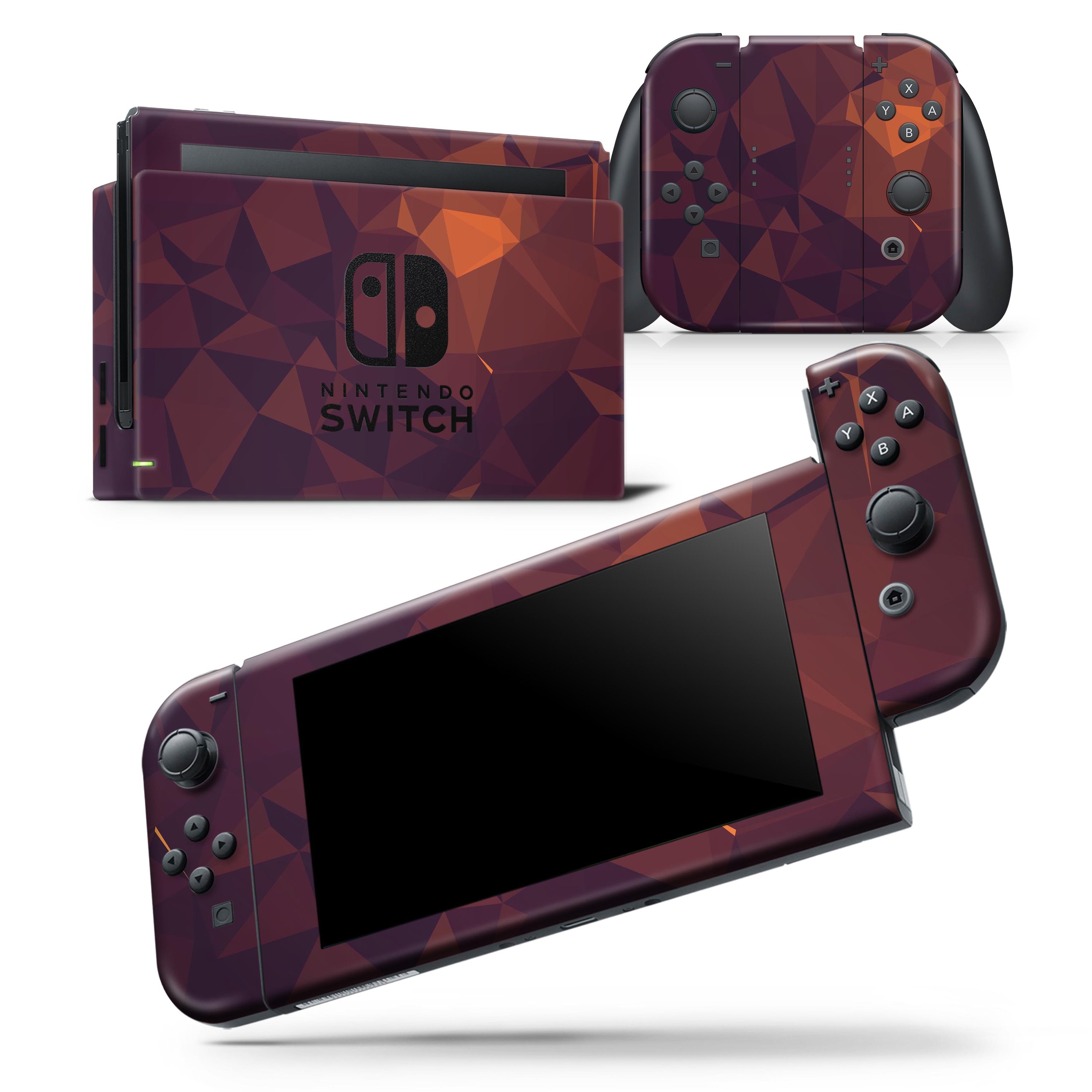 Dark Red Geometric V15 skin wrap decal for Nintendo Switch Lite, showcasing a stylish geometric design that fits snugly on the console.