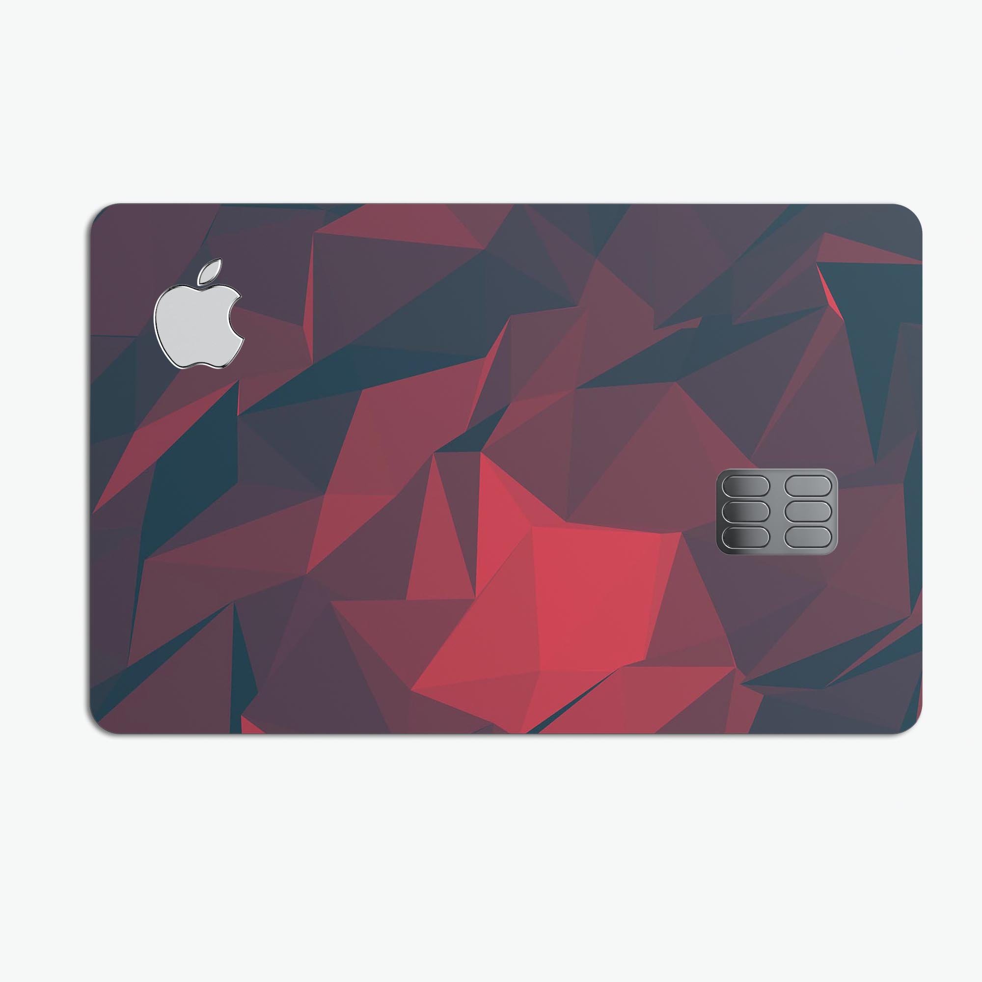 Dark Red Geometric V16 decal skin for Apple Card, showcasing a stylish geometric design with premium vinyl finish.