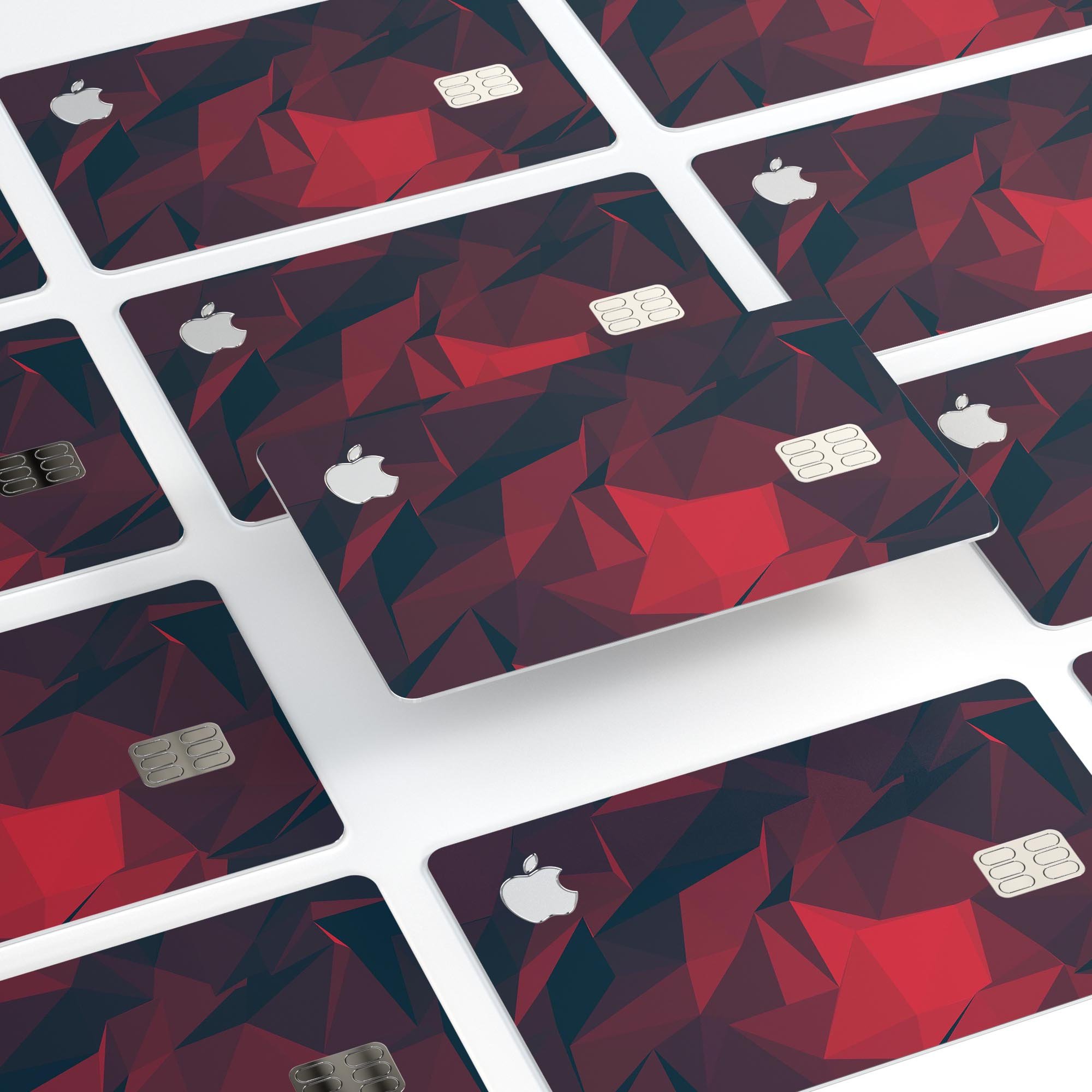 Dark Red Geometric V16 decal skin for Apple Card, showcasing a stylish geometric design with premium vinyl finish.
