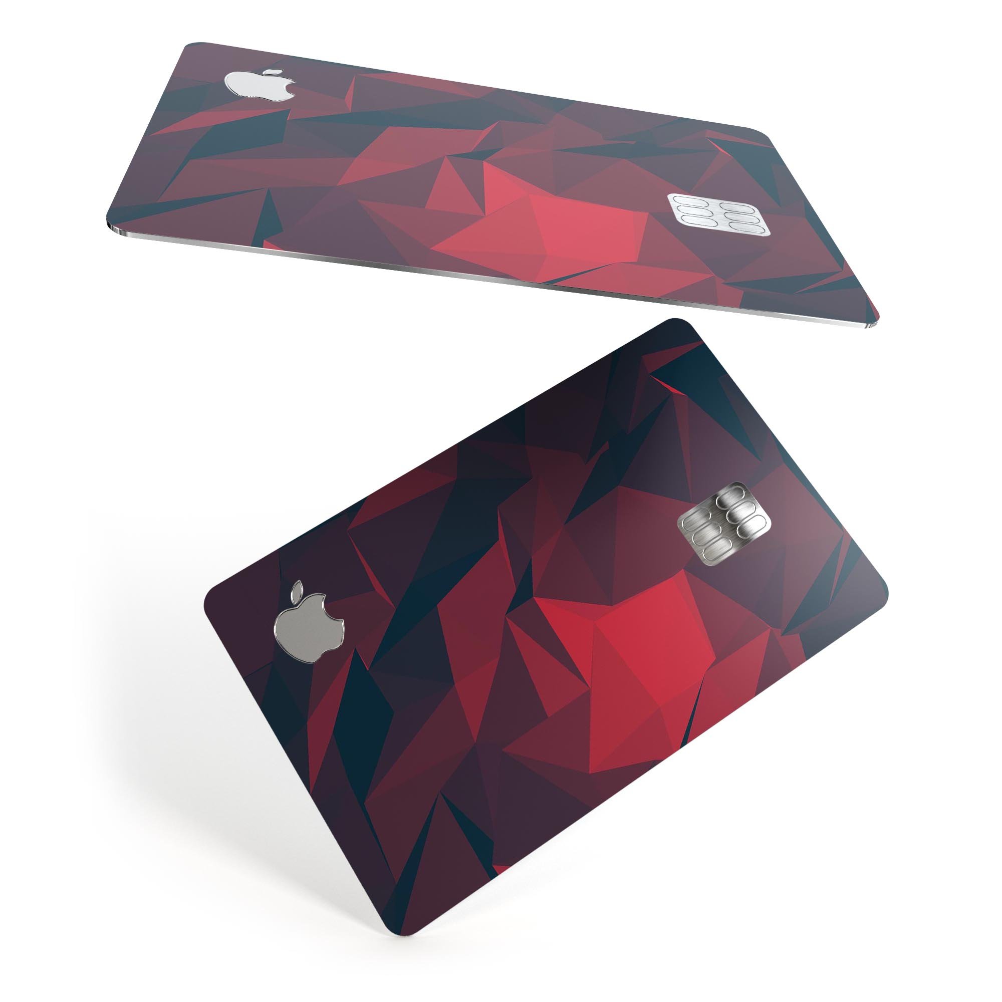 Dark Red Geometric V16 decal skin for Apple Card, showcasing a stylish geometric design with premium vinyl finish.
