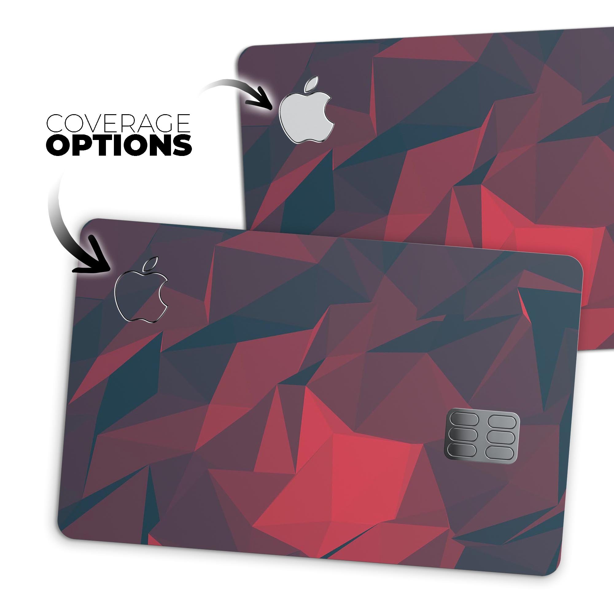 Dark Red Geometric V16 decal skin for Apple Card, showcasing a stylish geometric design with premium vinyl finish.
