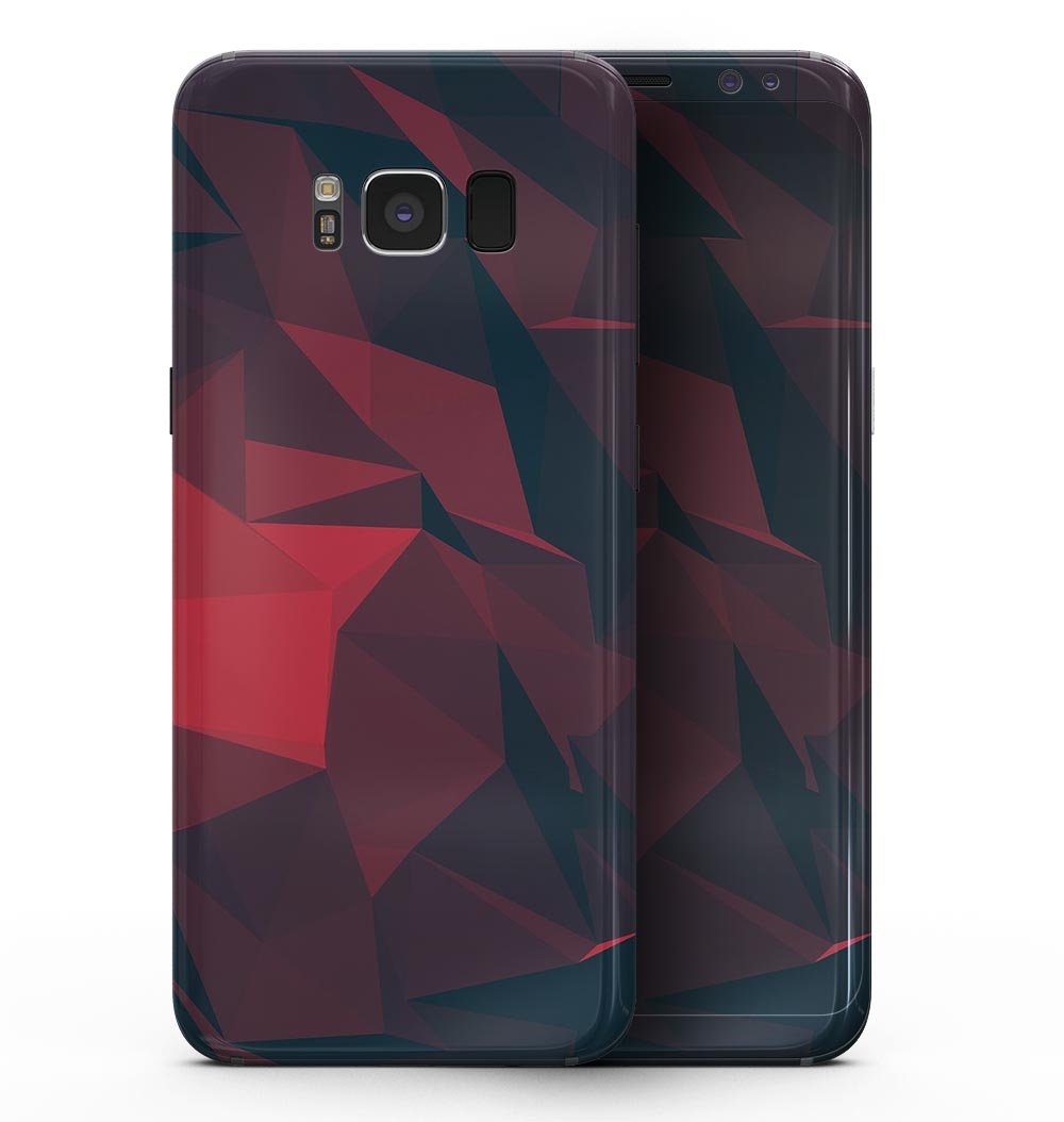 Dark Red Geometric V16 skin for Samsung Galaxy S8, showcasing a modern geometric pattern on a sleek device.