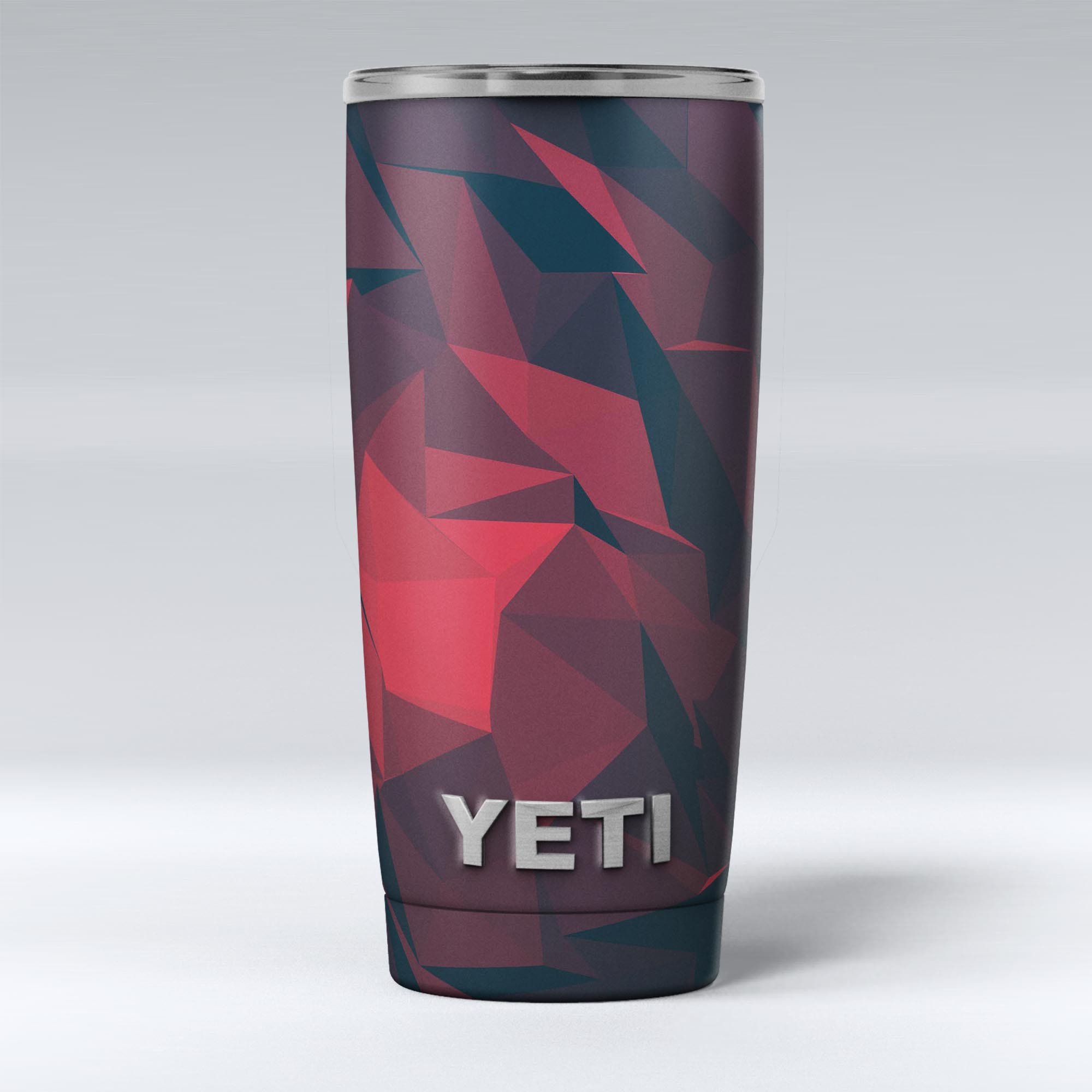Dark Red Geometric V16 skin decal vinyl wrap kit for Yeti Coolers, showcasing a stylish geometric design.