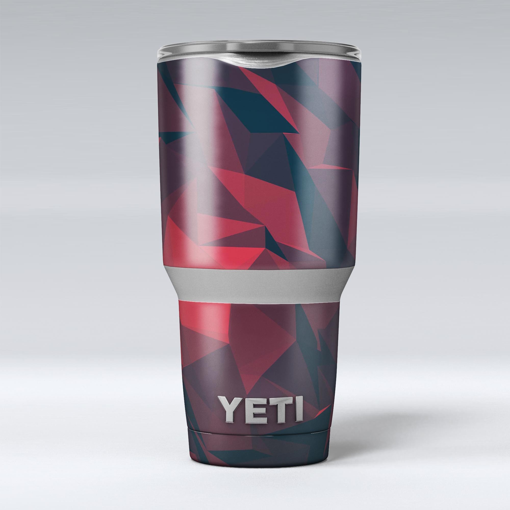Dark Red Geometric V16 skin decal vinyl wrap kit for Yeti Coolers, showcasing a stylish geometric design.
