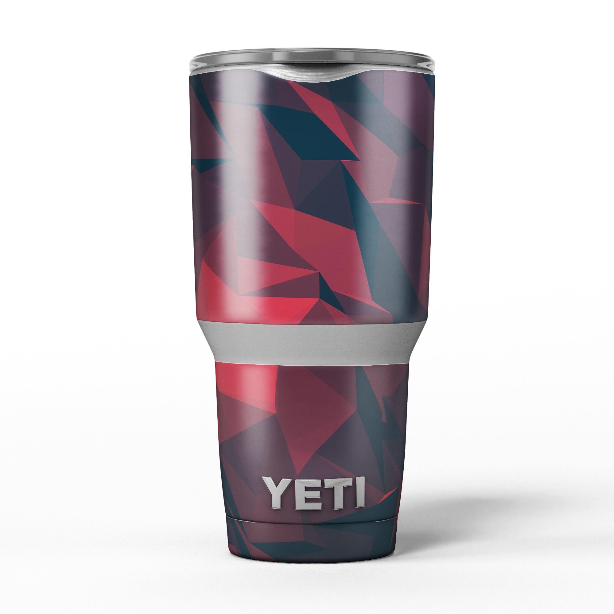 Dark Red Geometric V16 skin decal vinyl wrap kit for Yeti Coolers, showcasing a stylish geometric design.