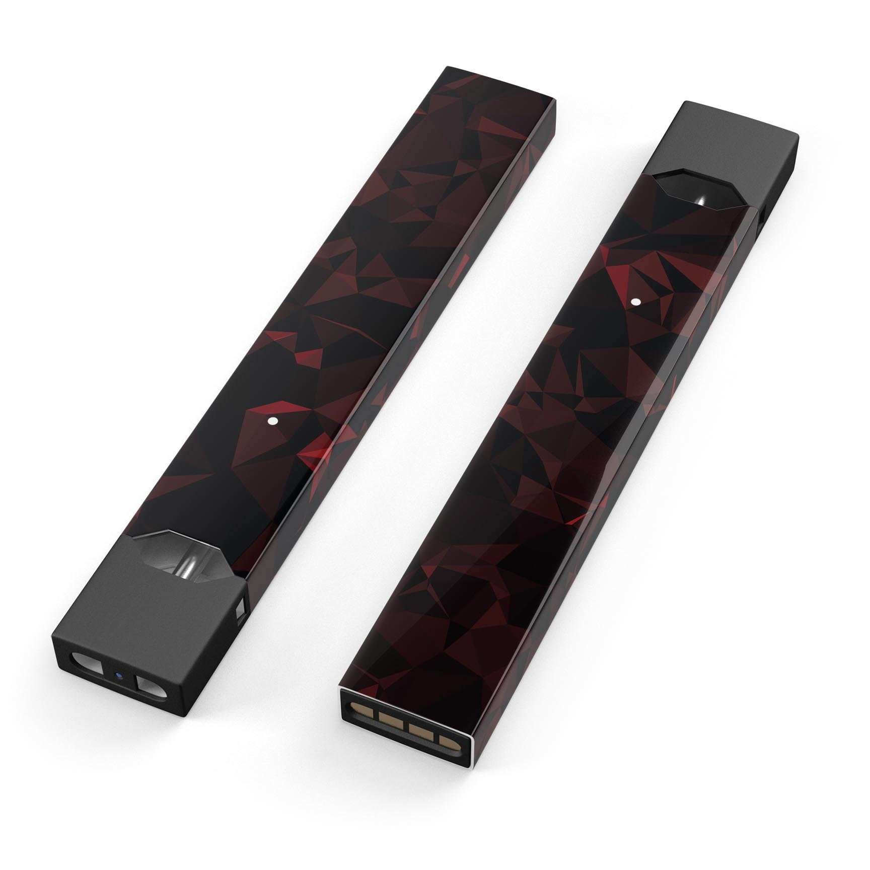 Dark Red Geometric V2 skin-wrap sticker designed for JUUL vaping device, showcasing a stylish geometric pattern.