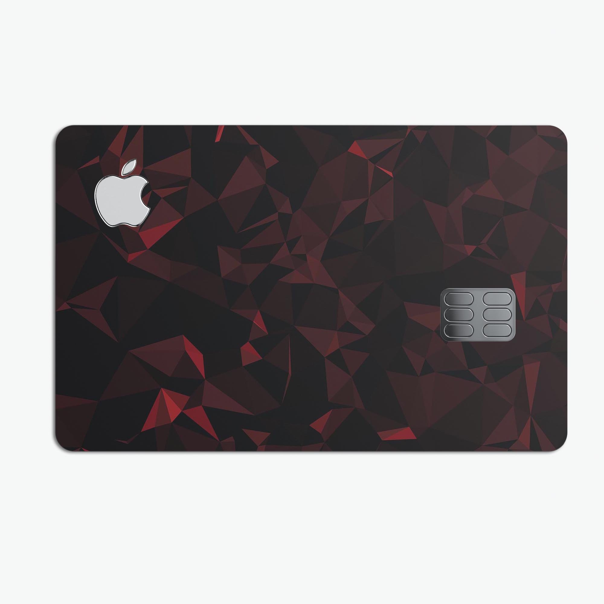 Dark Red Geometric V2 decal skin for Apple Card, showcasing premium vinyl design and protective features.