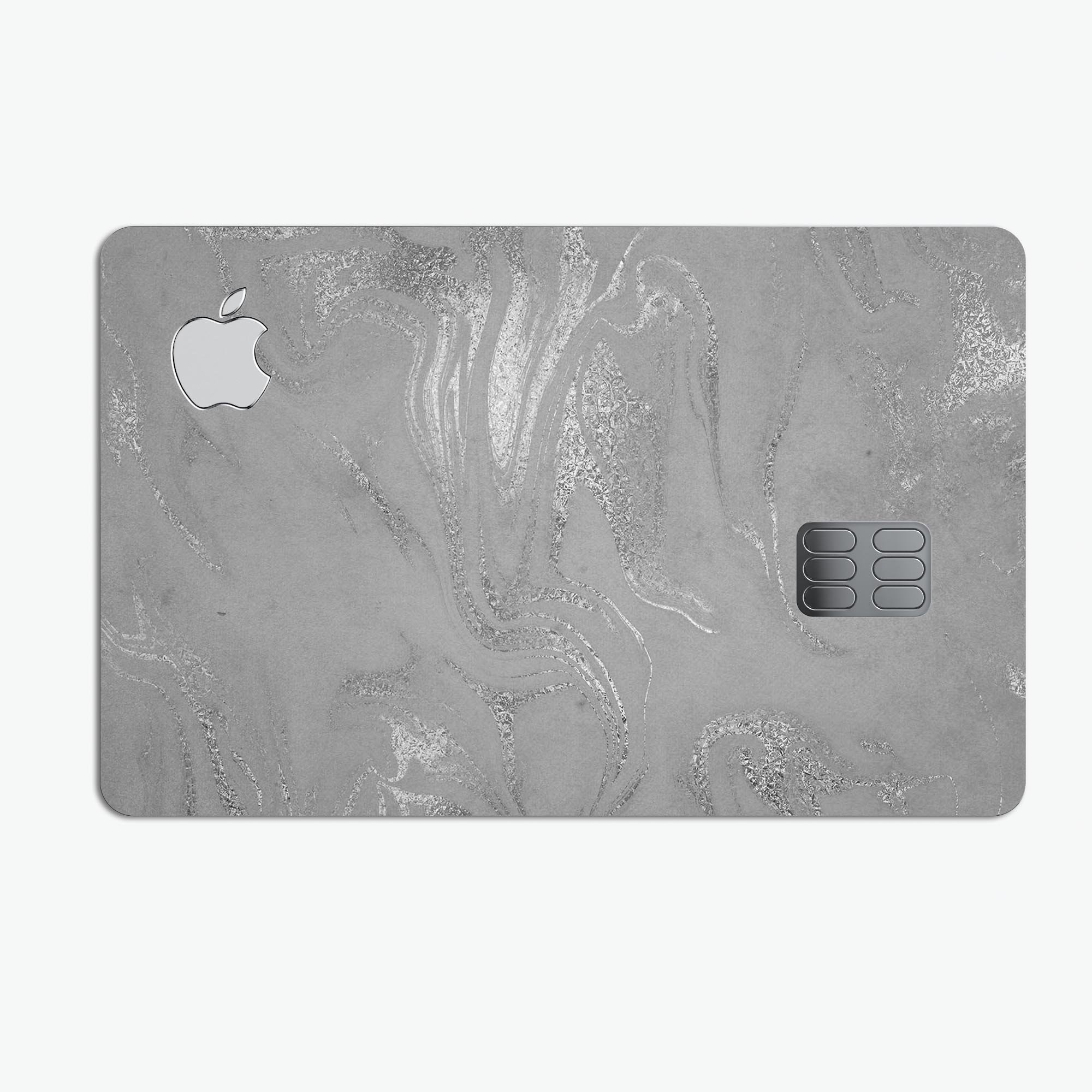 Dark Silver Marble Swirl V6 decal skin for Apple Card, showcasing a premium design with a marble pattern.