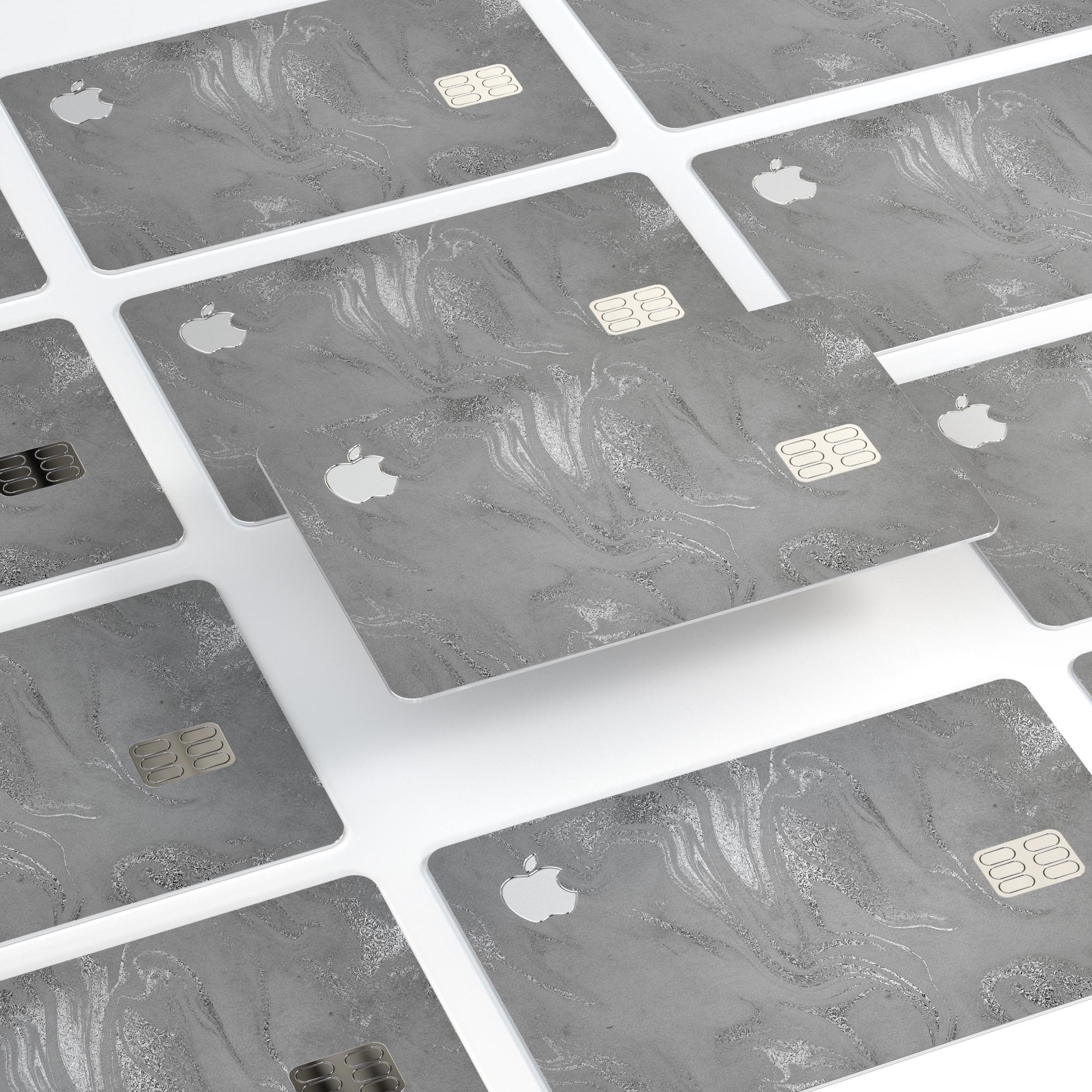 Dark Silver Marble Swirl V6 decal skin for Apple Card, showcasing a premium design with a marble pattern.