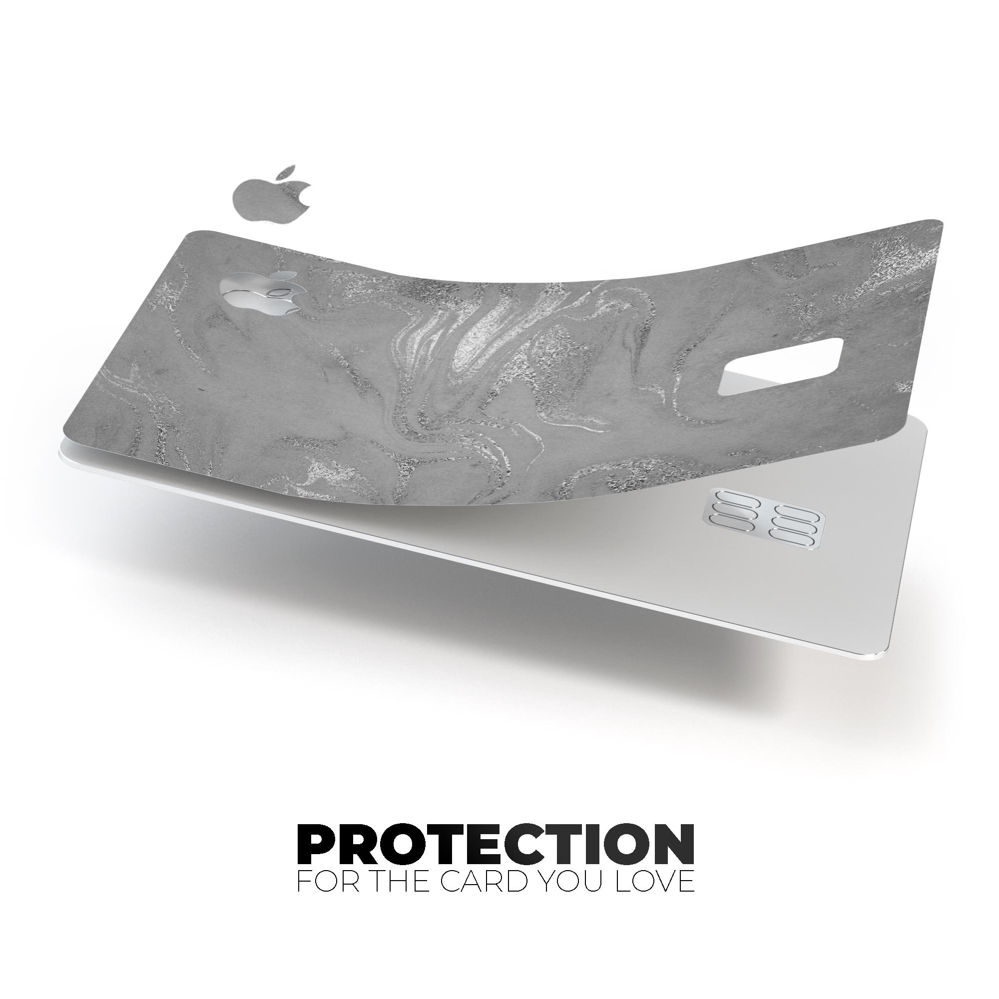 Dark Silver Marble Swirl V6 decal skin for Apple Card, showcasing a premium design with a marble pattern.
