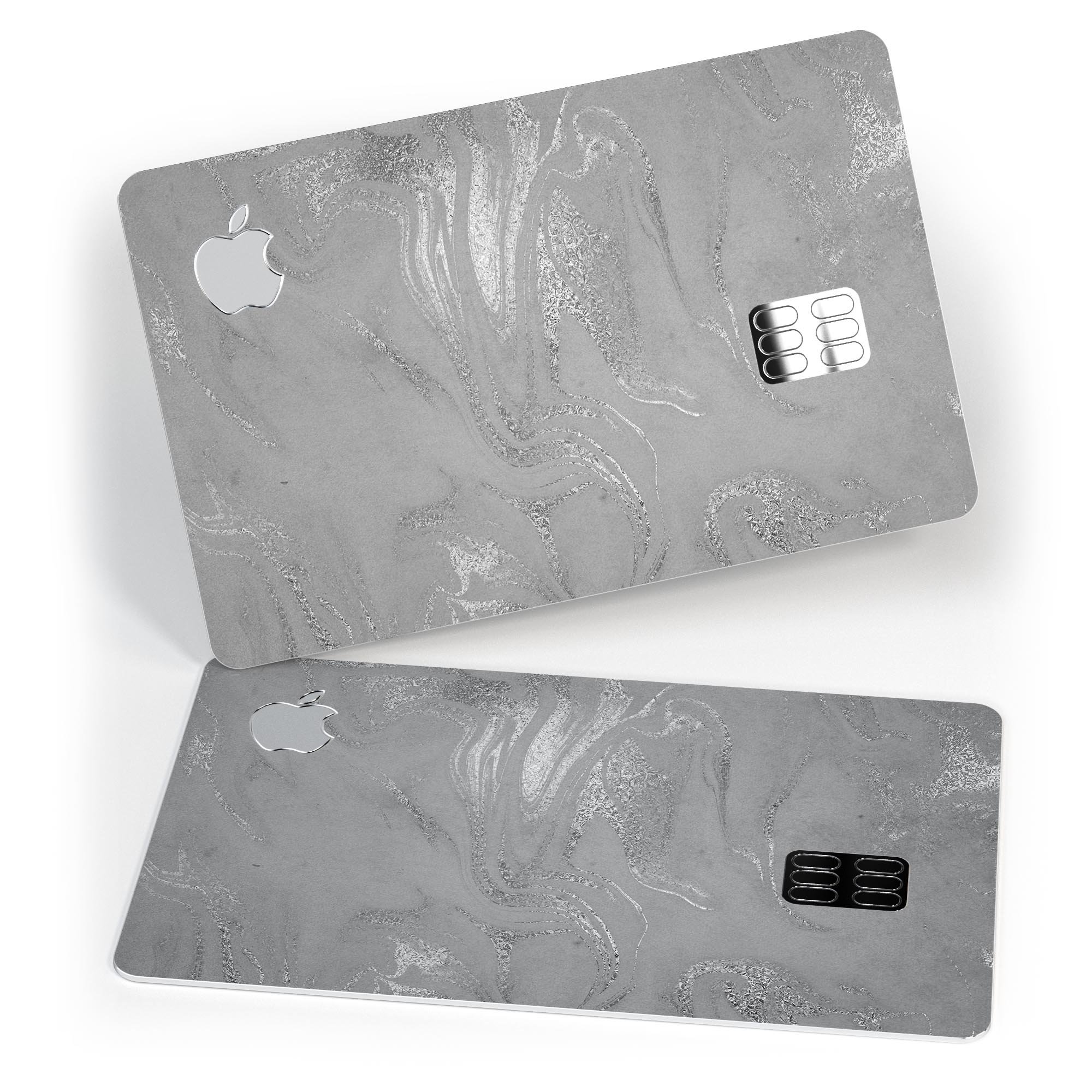 Dark Silver Marble Swirl V6 decal skin for Apple Card, showcasing a premium design with a marble pattern.