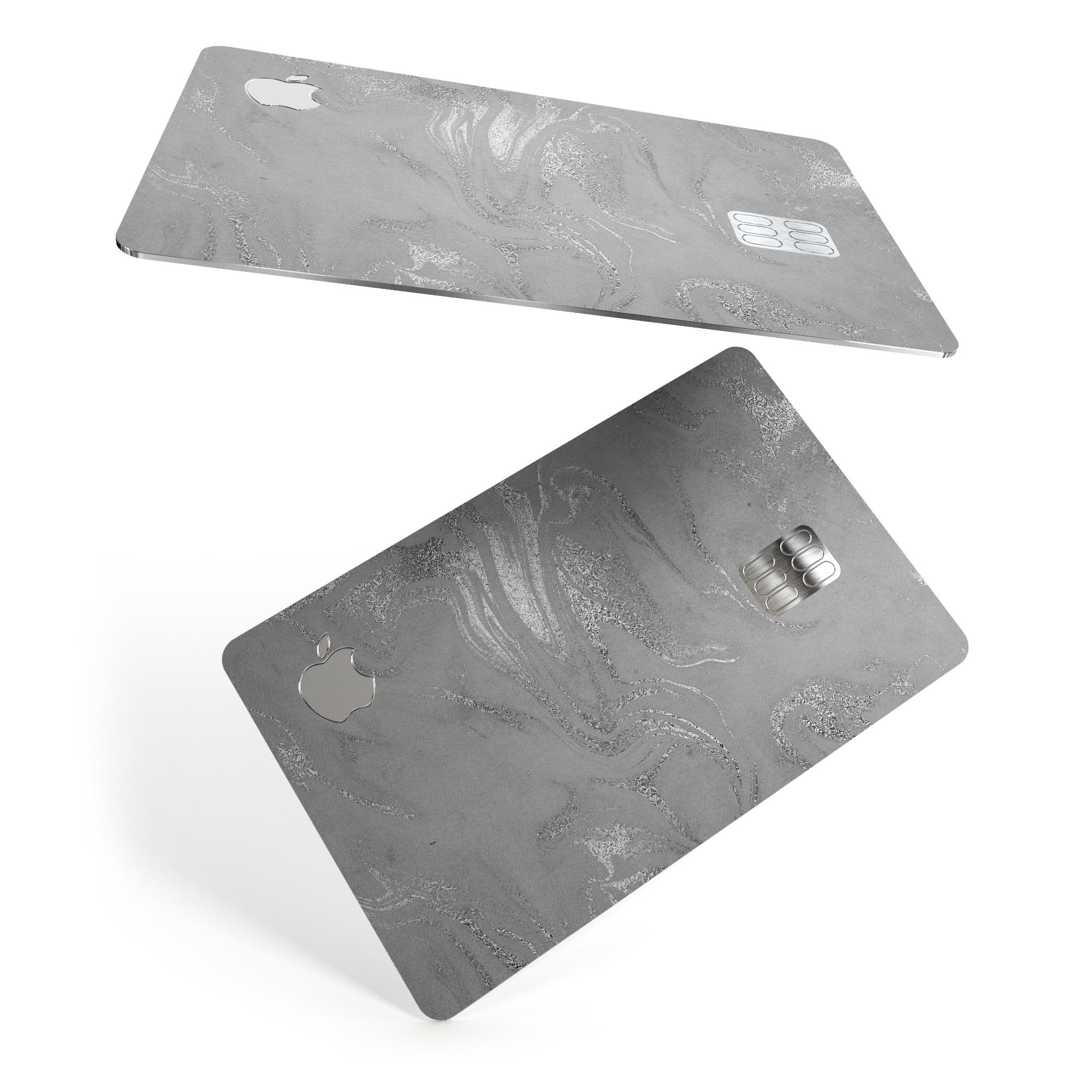 Dark Silver Marble Swirl V6 decal skin for Apple Card, showcasing a premium design with a marble pattern.